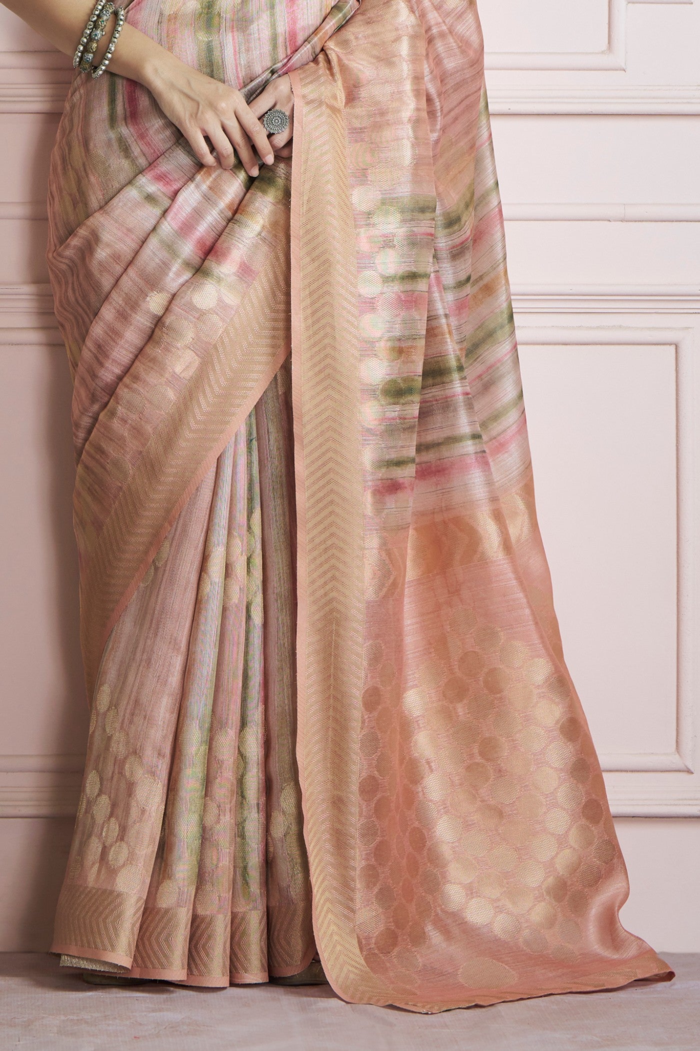 Buy MySilkLove Heathered Cream Handloom Khadi Silk Saree Online