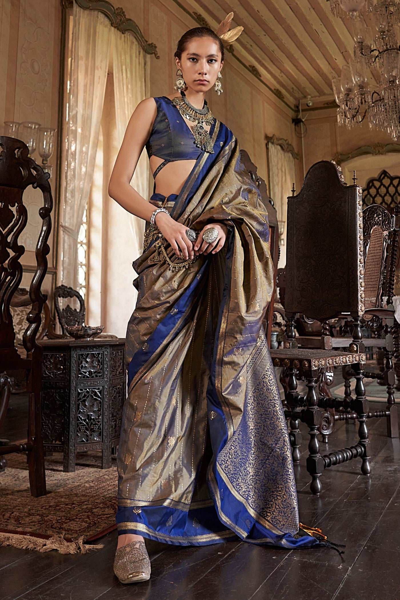 Buy MySilkLove Rust Brown Tussar Handloom Silk Saree Online