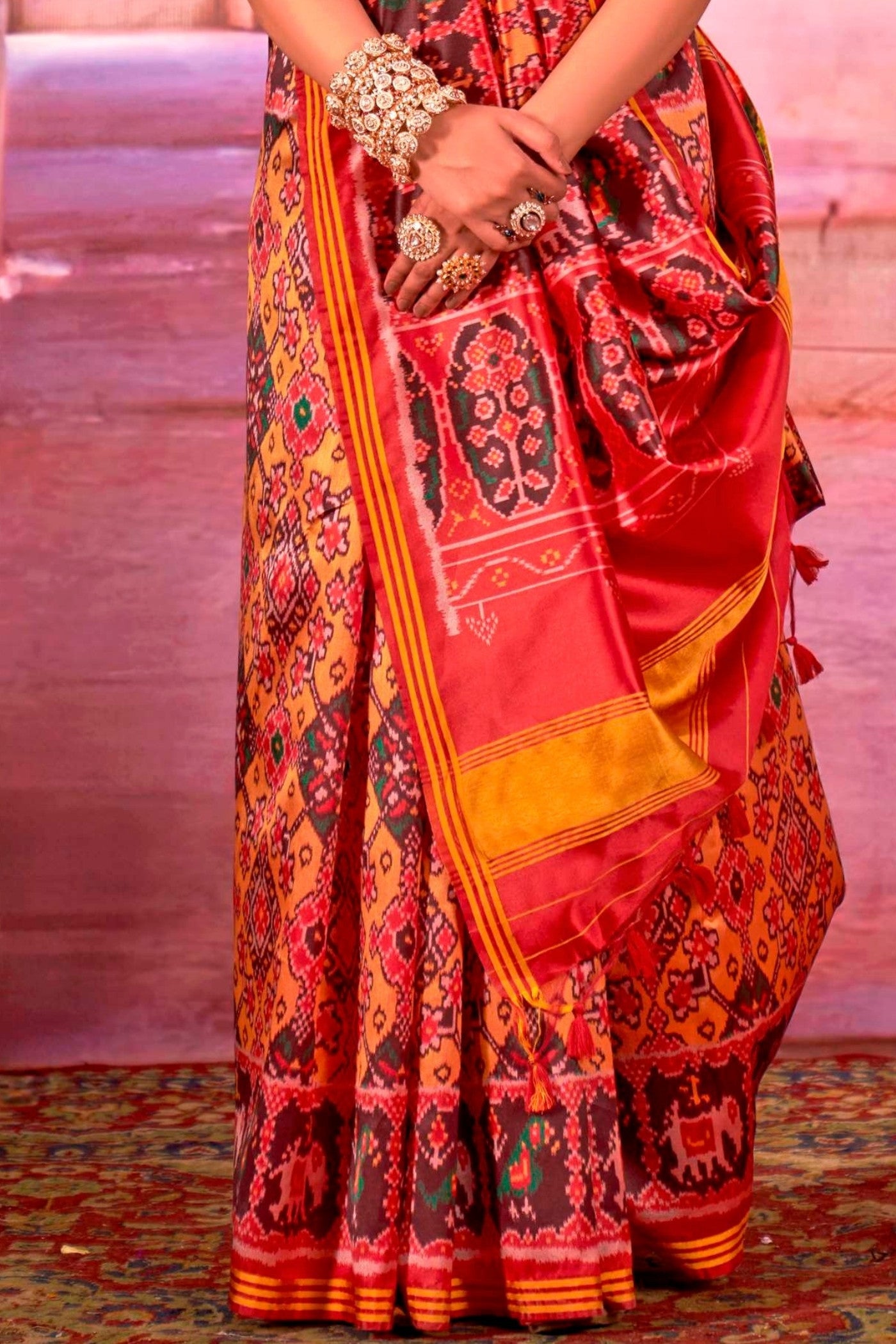 Buy MySilkLove Sunny Yellow Printed Patola Saree Online