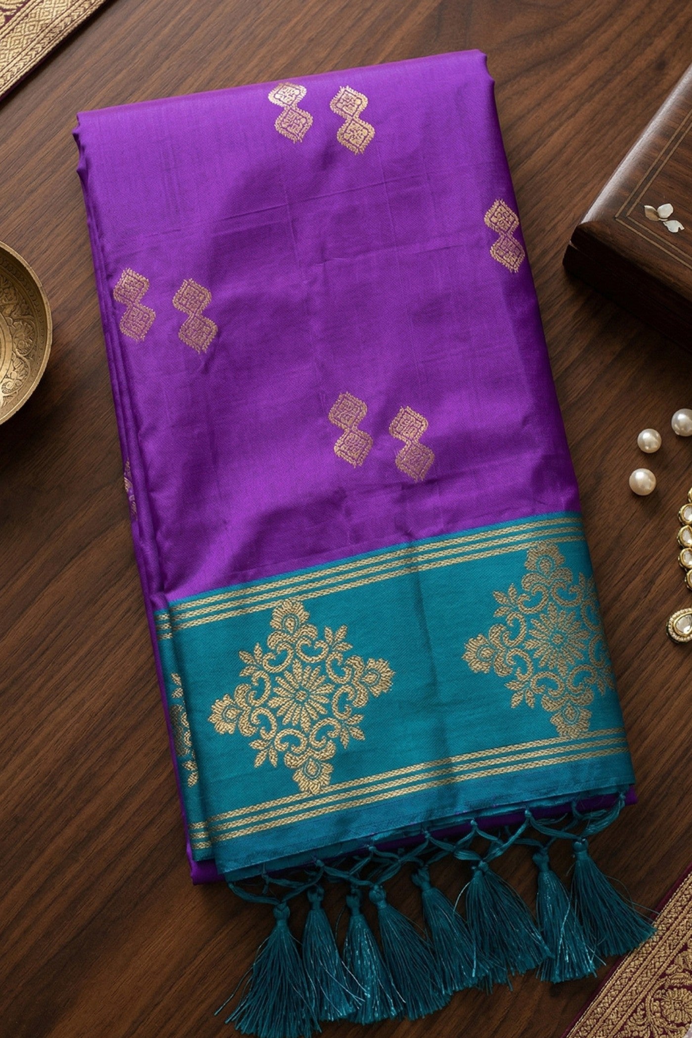Buy MySilkLove Eminence Purple Woven Banarasi Soft Silk Saree Online