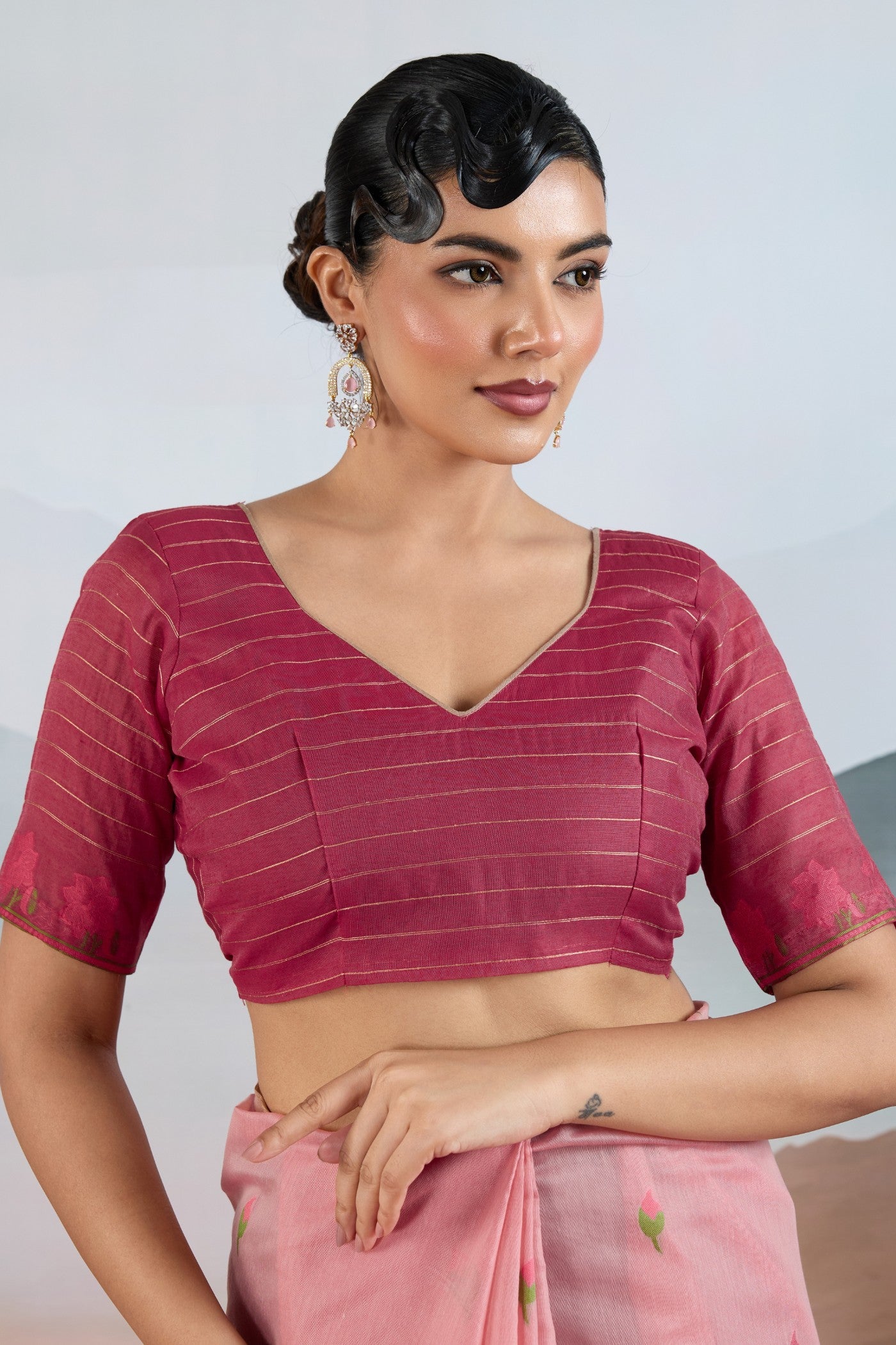 Buy MySilkLove French Rose Pink Cotton Handloom Pichwai Saree Online