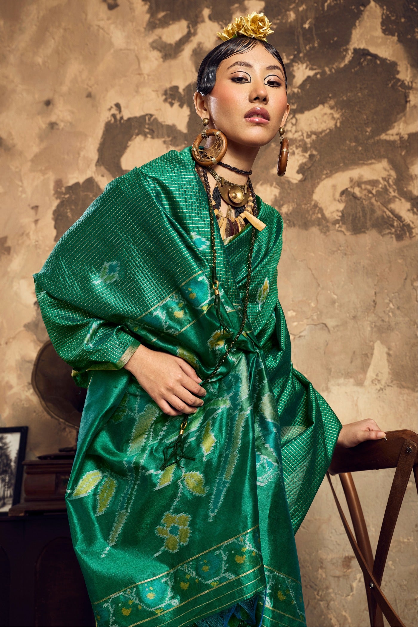 MySilkLove Jungle Green Banarasi Handloom Saree