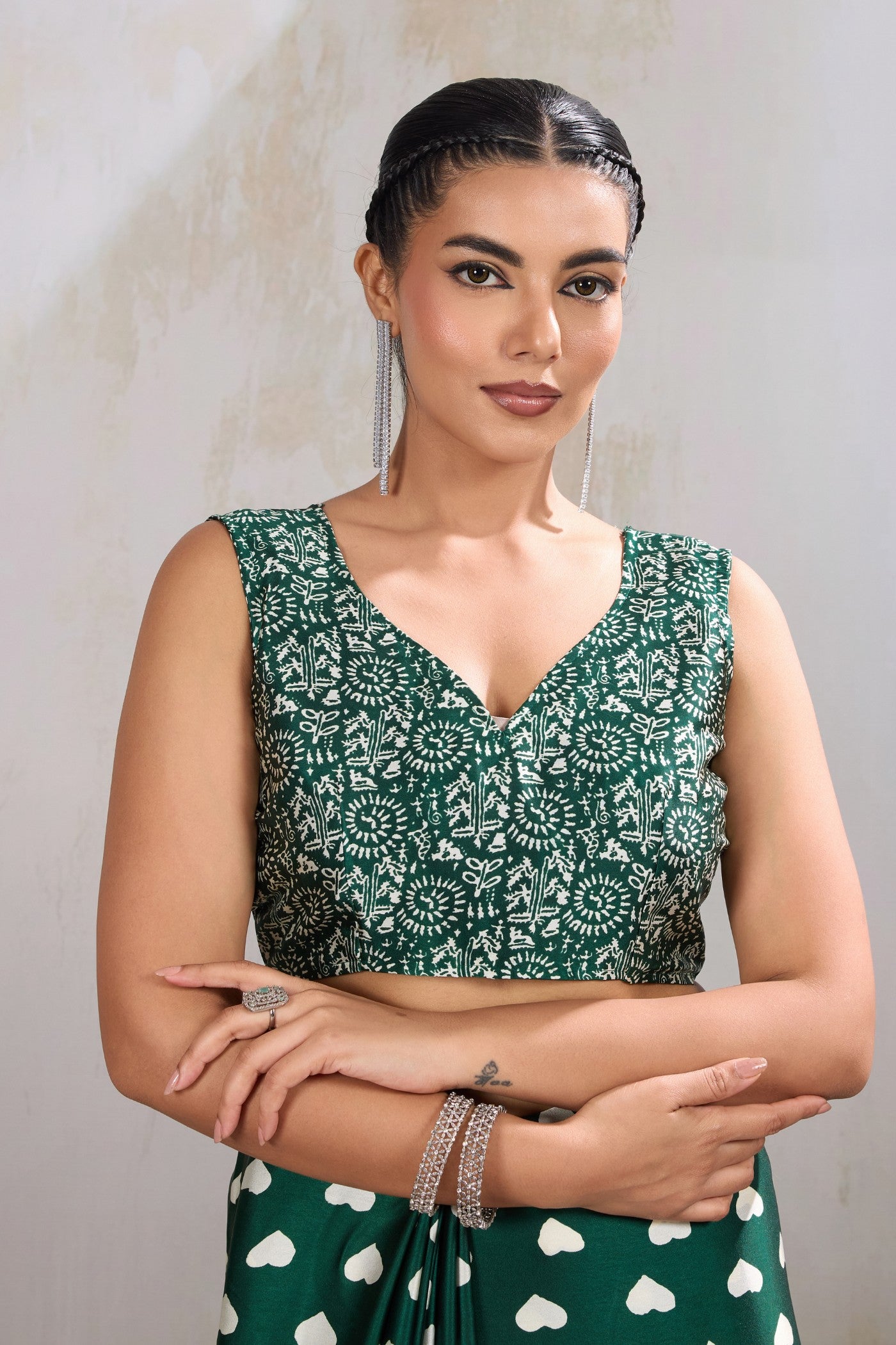 Buy MySilkLove Malachite Green Printed Satin Crepe Silk Saree Online