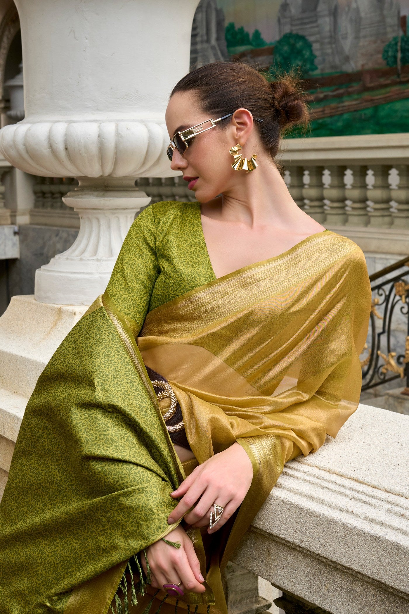 MySilkLove Tussock Yellow Handloom Tissue Saree