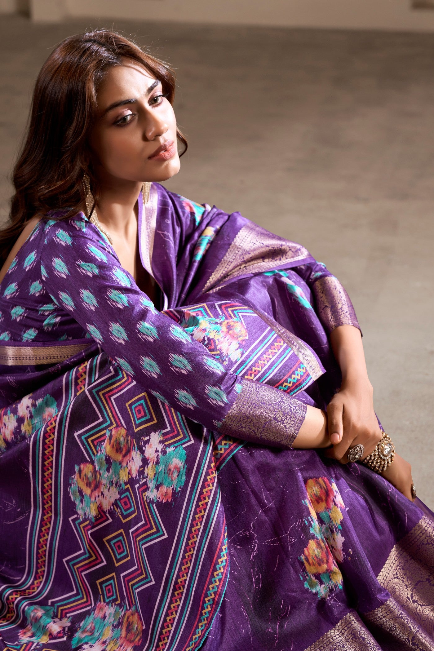 MySilkLove Lily Purple Printed Soft Dola Silk Saree