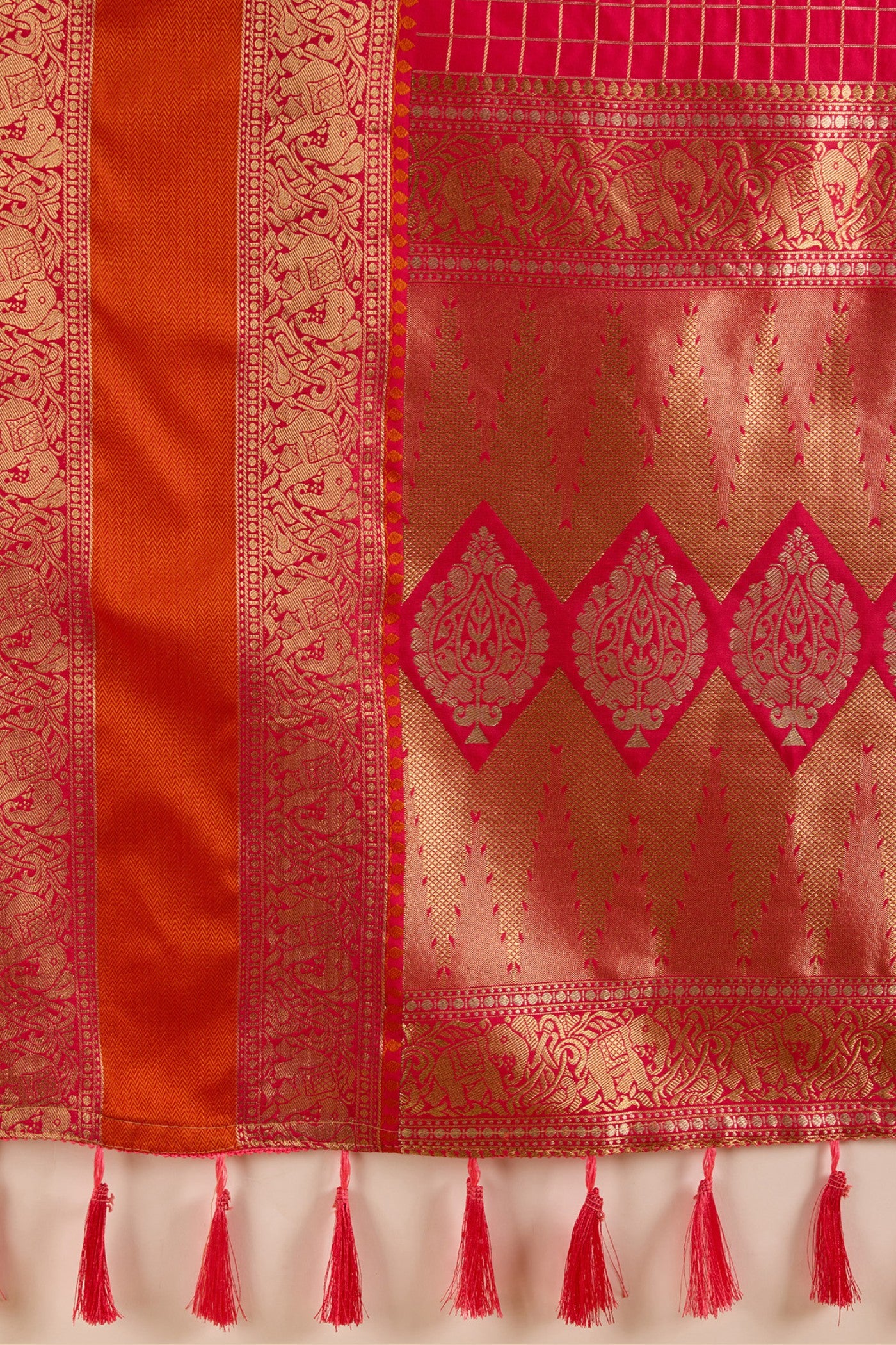 Buy MySilkLove Chilli Red Zari Woven Banarasi Saree Online