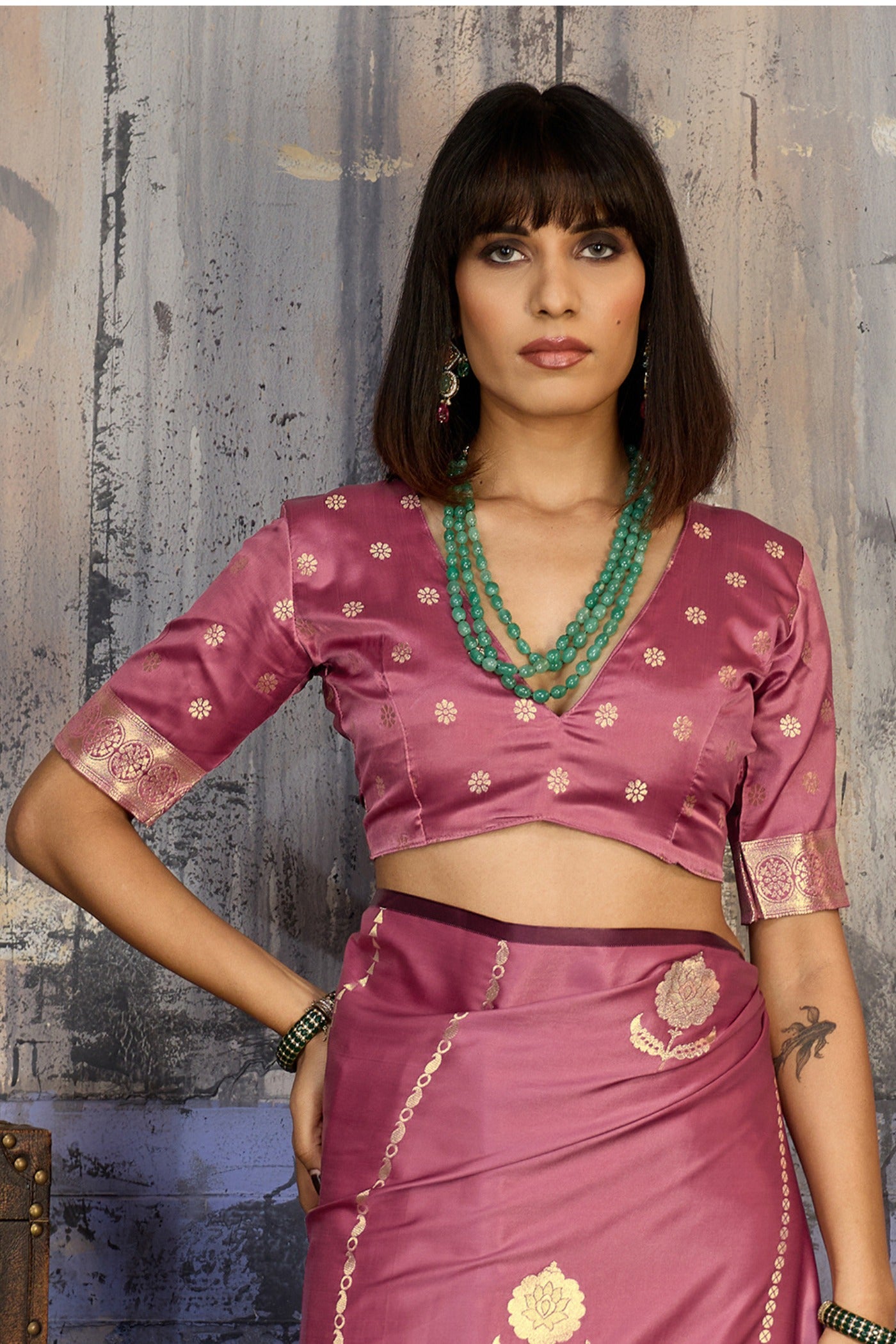 Buy MySilkLove Bubblegum Pink Handloom Satin Silk Saree Online