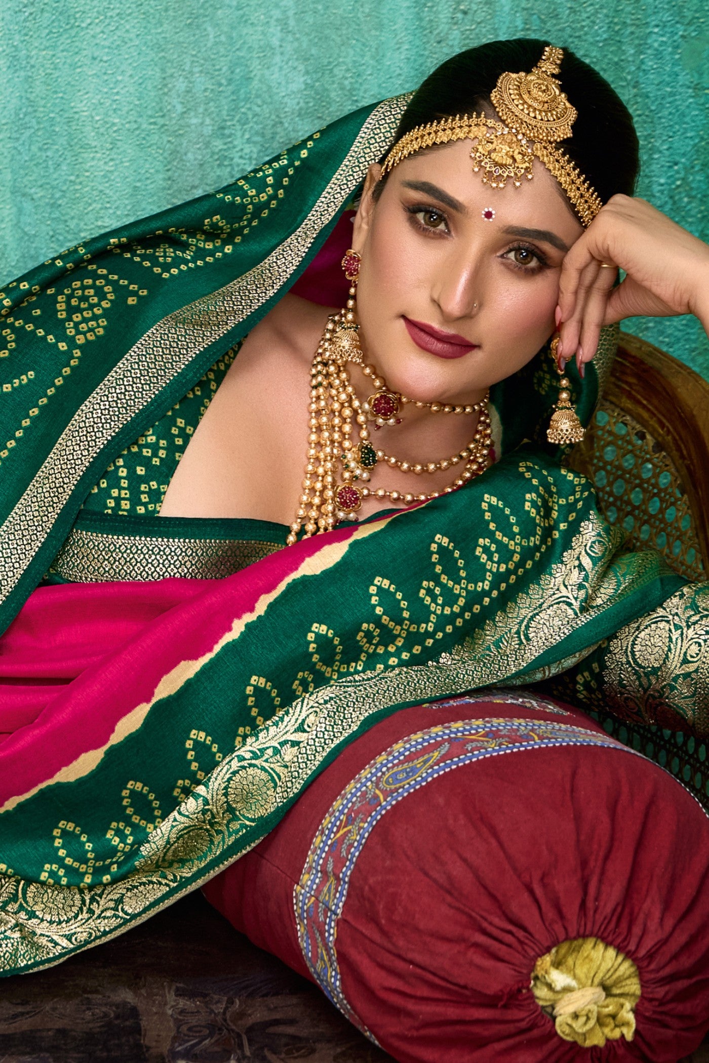 Buy MySilkLove Fairy Tale Pink Tussar Bandhani Silk Saree Online