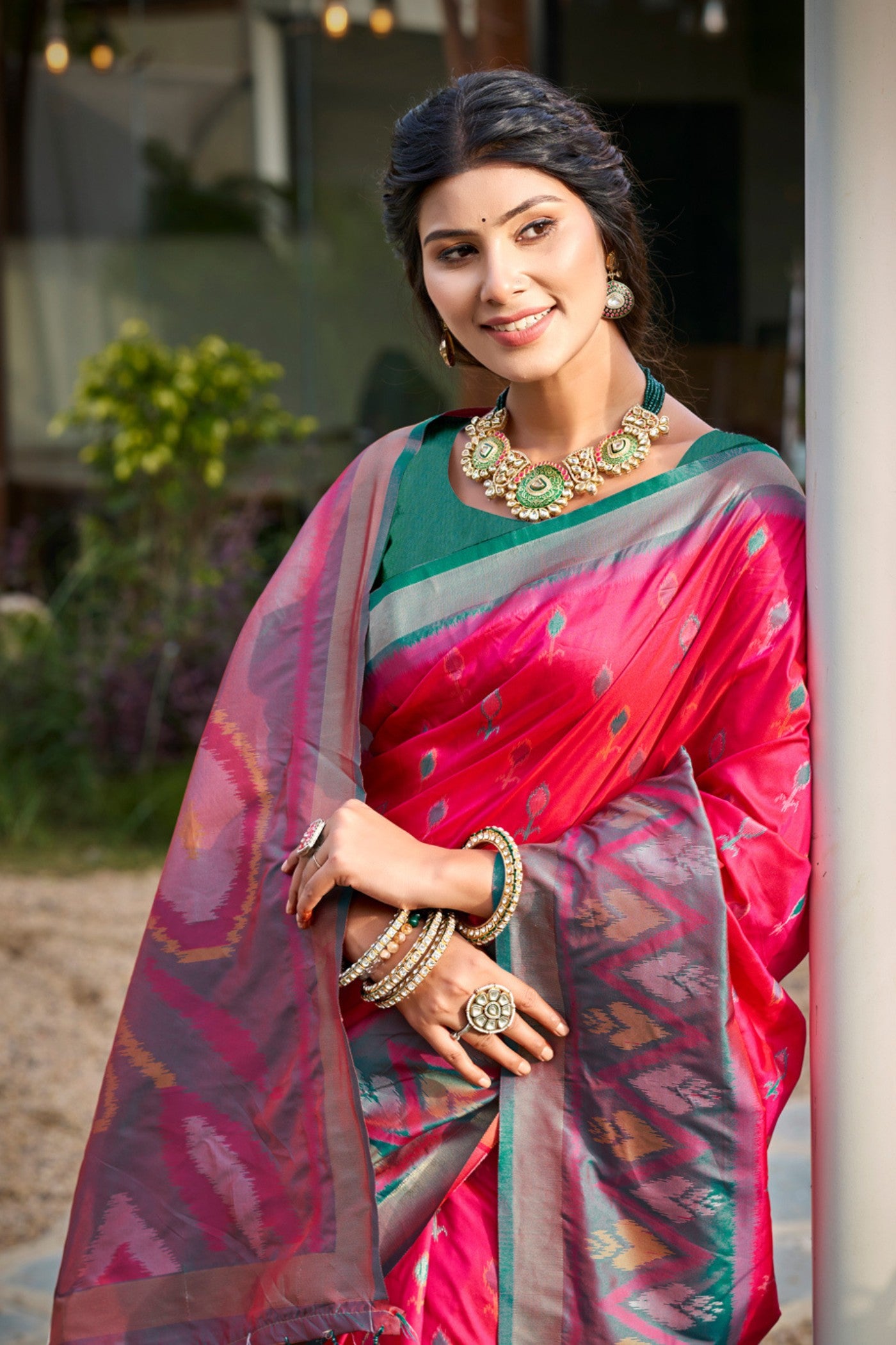 MySilkLove Rouge Pink Ikkat Soft Silk Saree