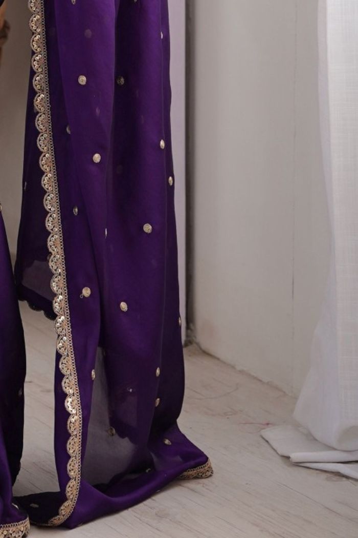 Buy MySilkLove Tyrian Purple Georgette Partywear Saree Online