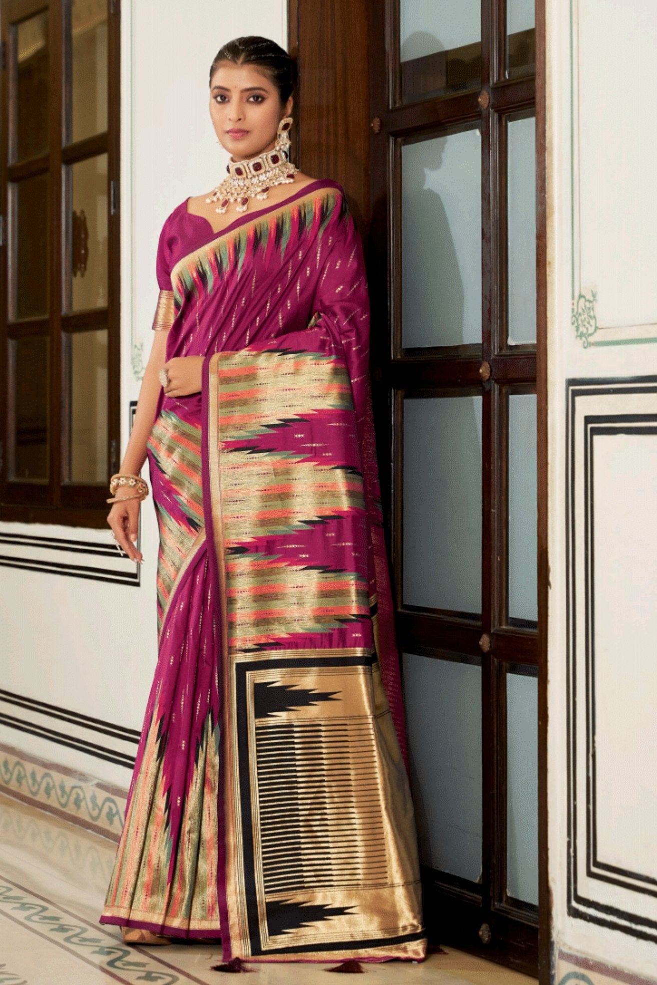 Buy MySilkLove Night Shadz Purple Woven Tussar Silk Saree Online