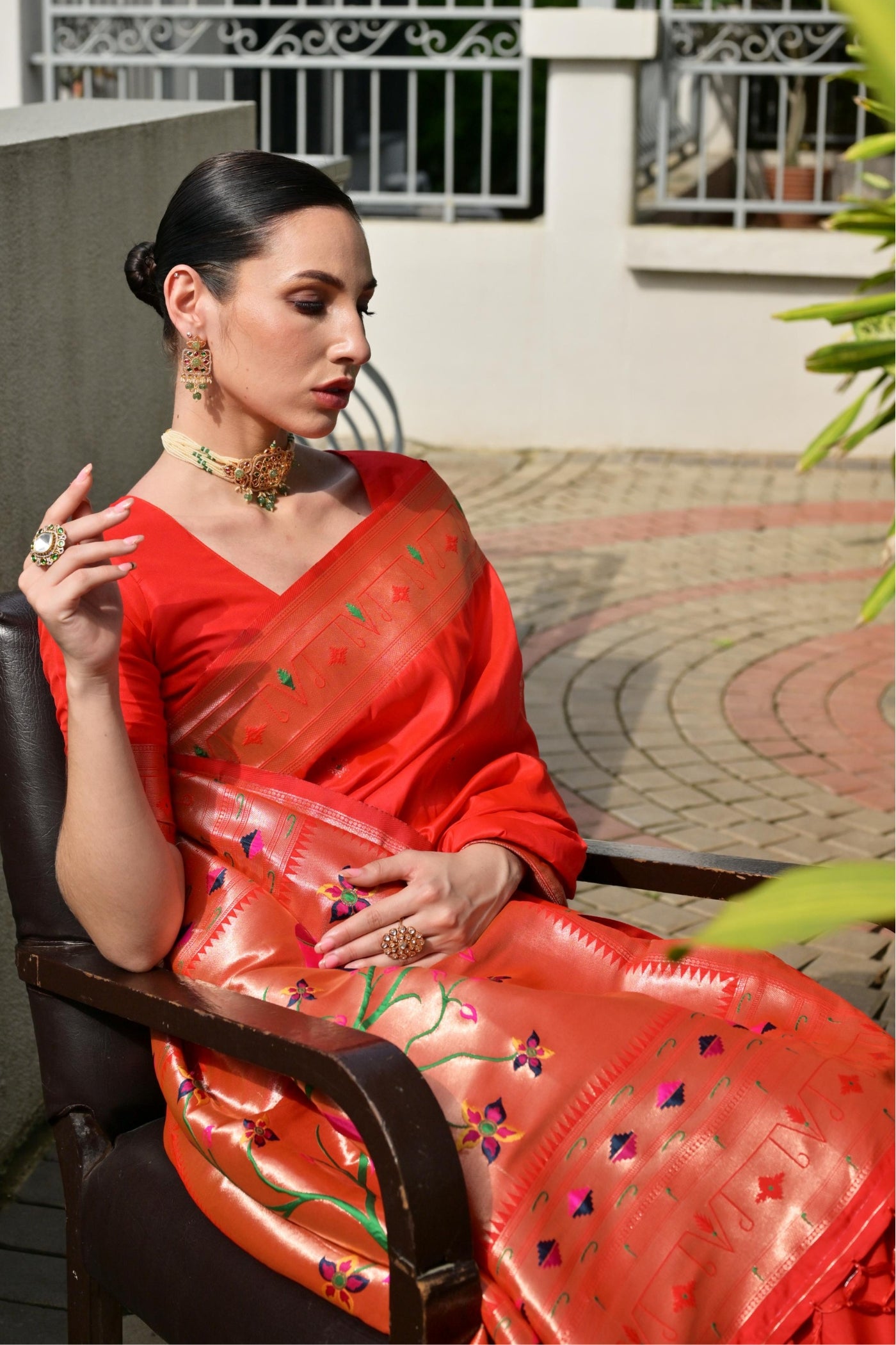 MySilkLove Poppy Red Woven Paithani Saree