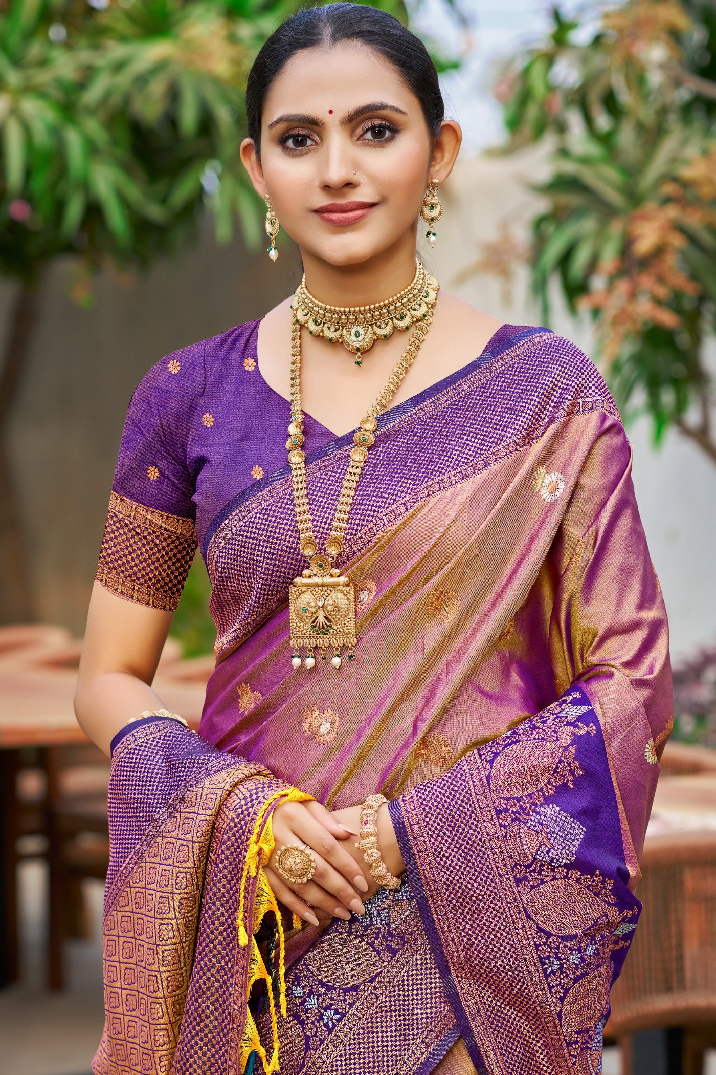 Buy MySilkLove Shine Purple Woven Banarasi Saree Online