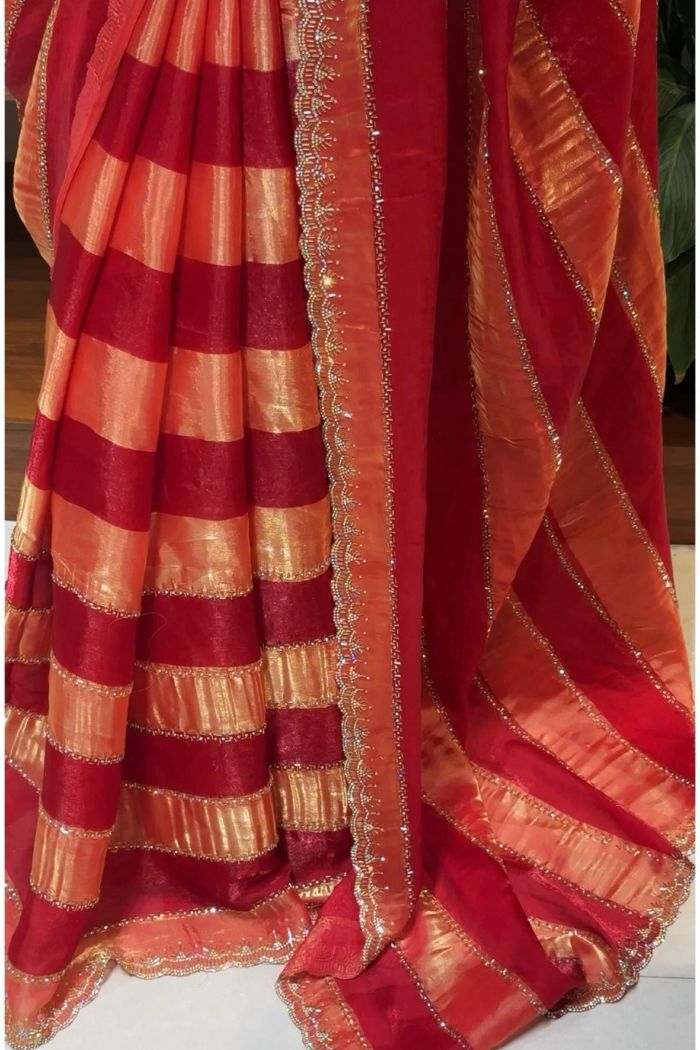 Buy MySilkLove Garnet Red Swarovski Space Silk Saree Online