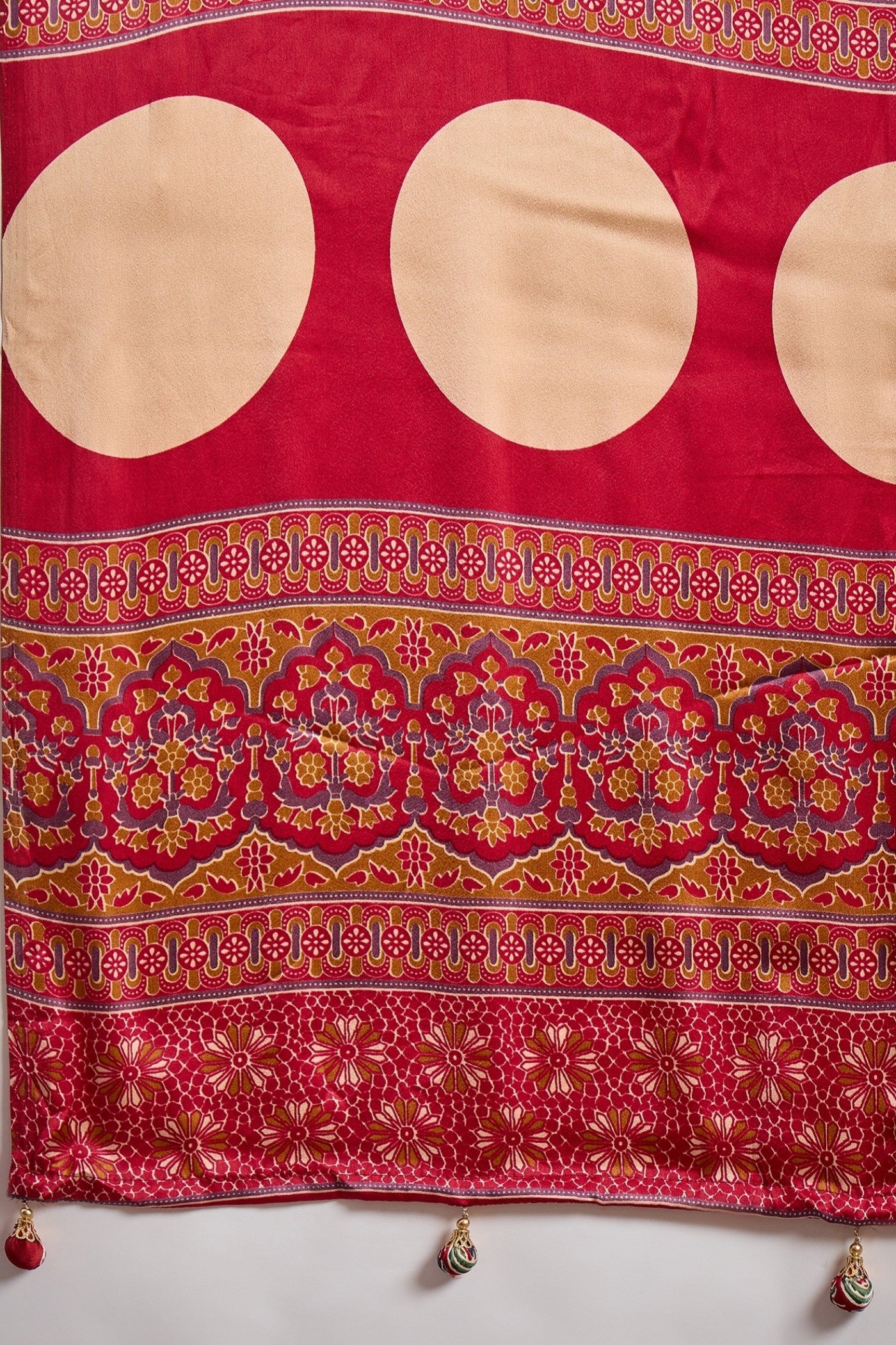 Buy MySilkLove Glossy Orange Stripe Ajrakh Printed Satin Gaji Silk Saree Online
