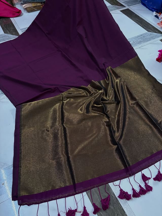 Buy MySilkLove Berry Maroon Handloom Cotton Silk Saree Online