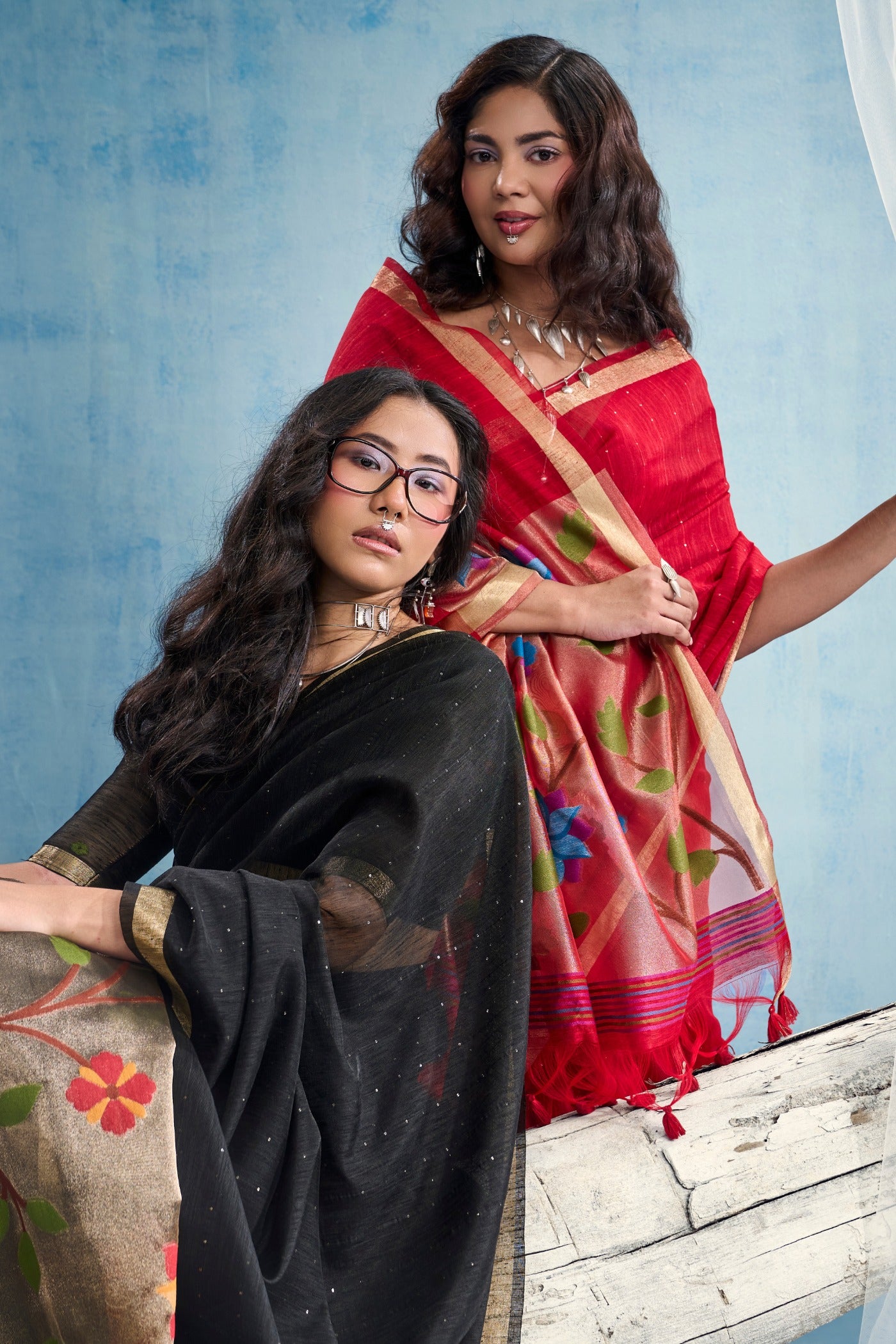Buy MySilkLove Black Bean Munga Handloom Tissue Pallu Saree Online