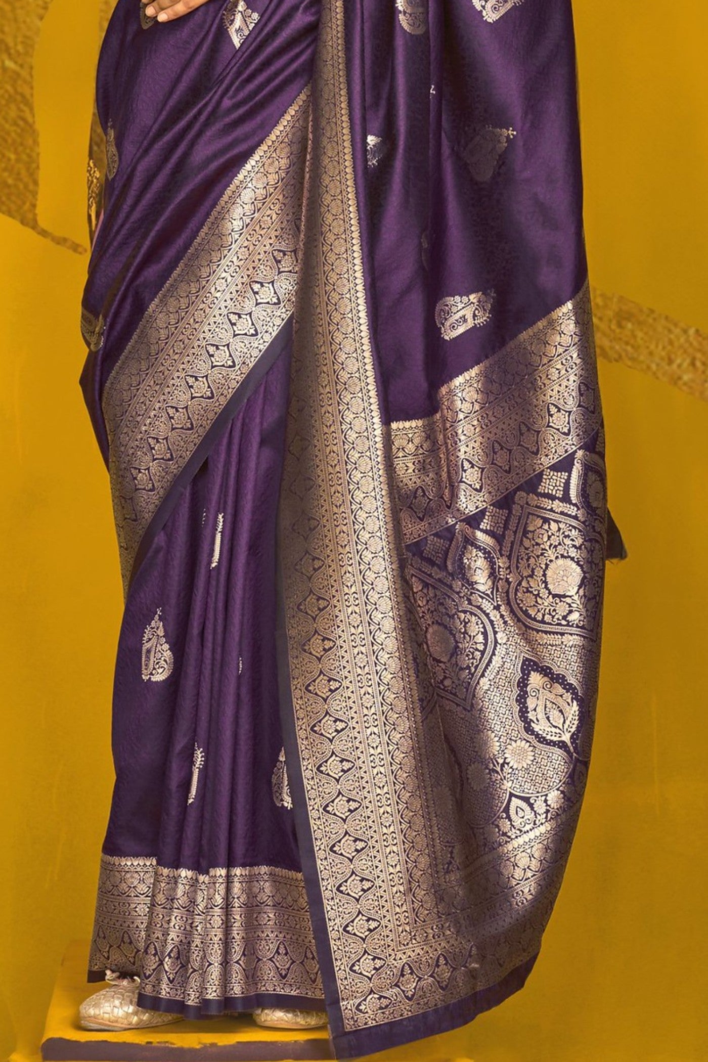 Buy MySilkLove Mulberry Purple Banarasi Handloom Silk Saree Online