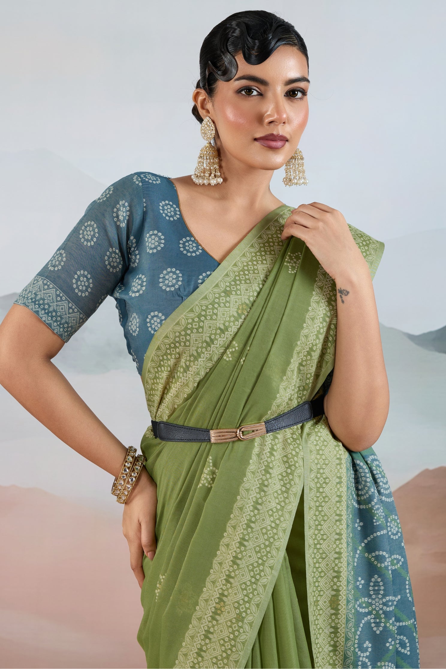 MySilkLove Moss Green Handloom Cotton Saree