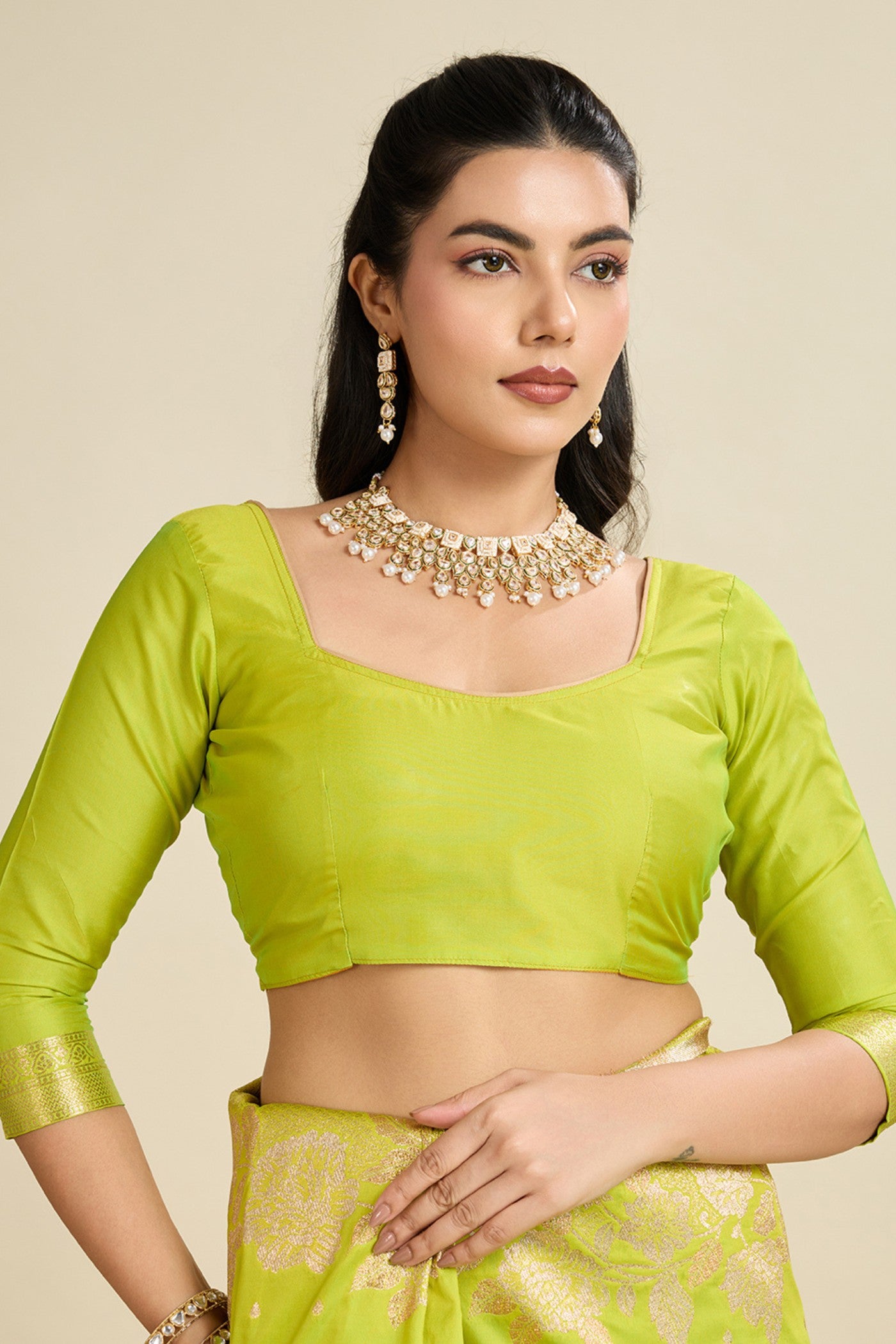 MySilkLove Lawn Green Zari Woven Soft Kanjivaram Saree