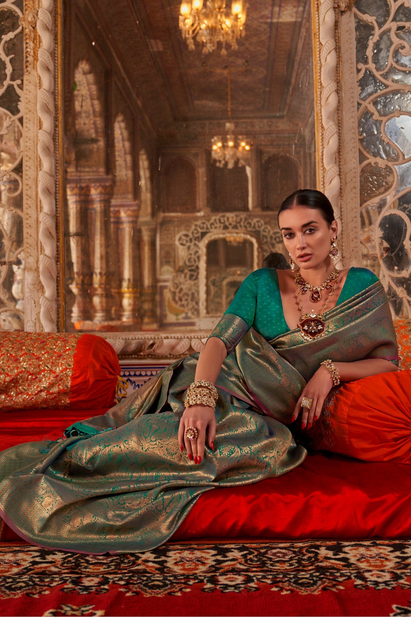 MySilkLove Paris Green Handloom Kanjivaram Saree
