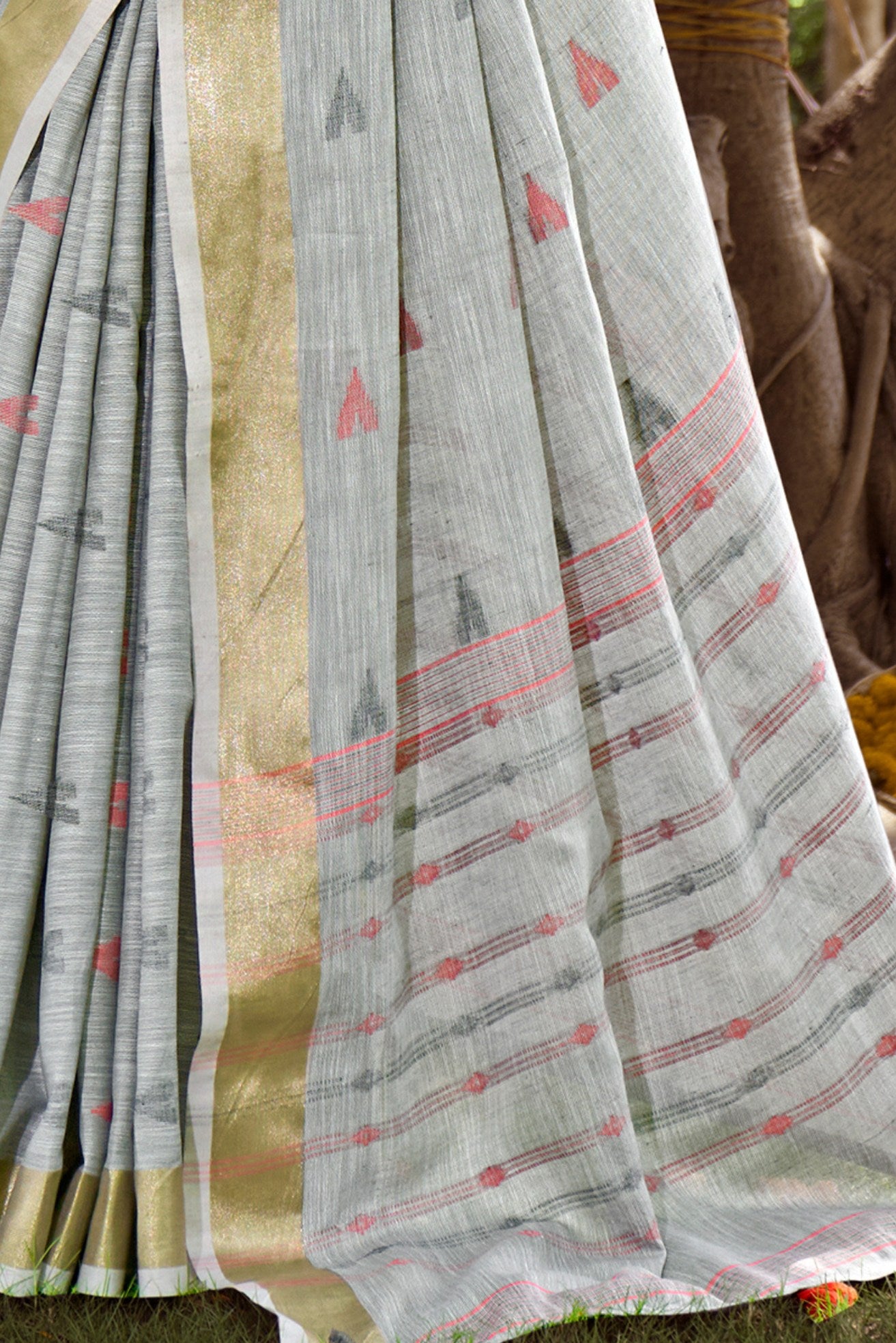 Buy MySilkLove Delta Grey Cotton Silk Saree Online