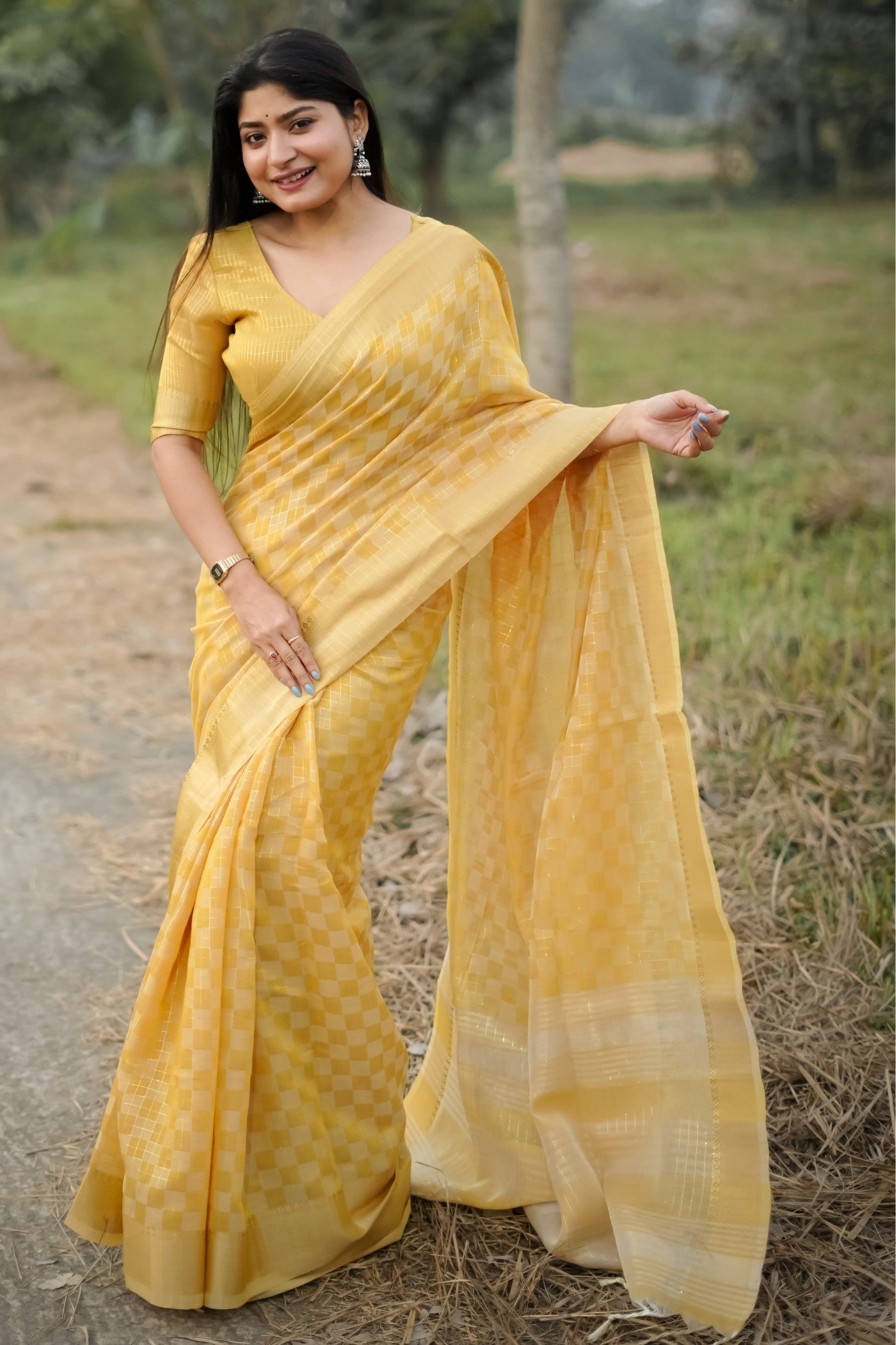 Buy MySilkLove Honey Yellow Banarasi Raw Silk Saree Online