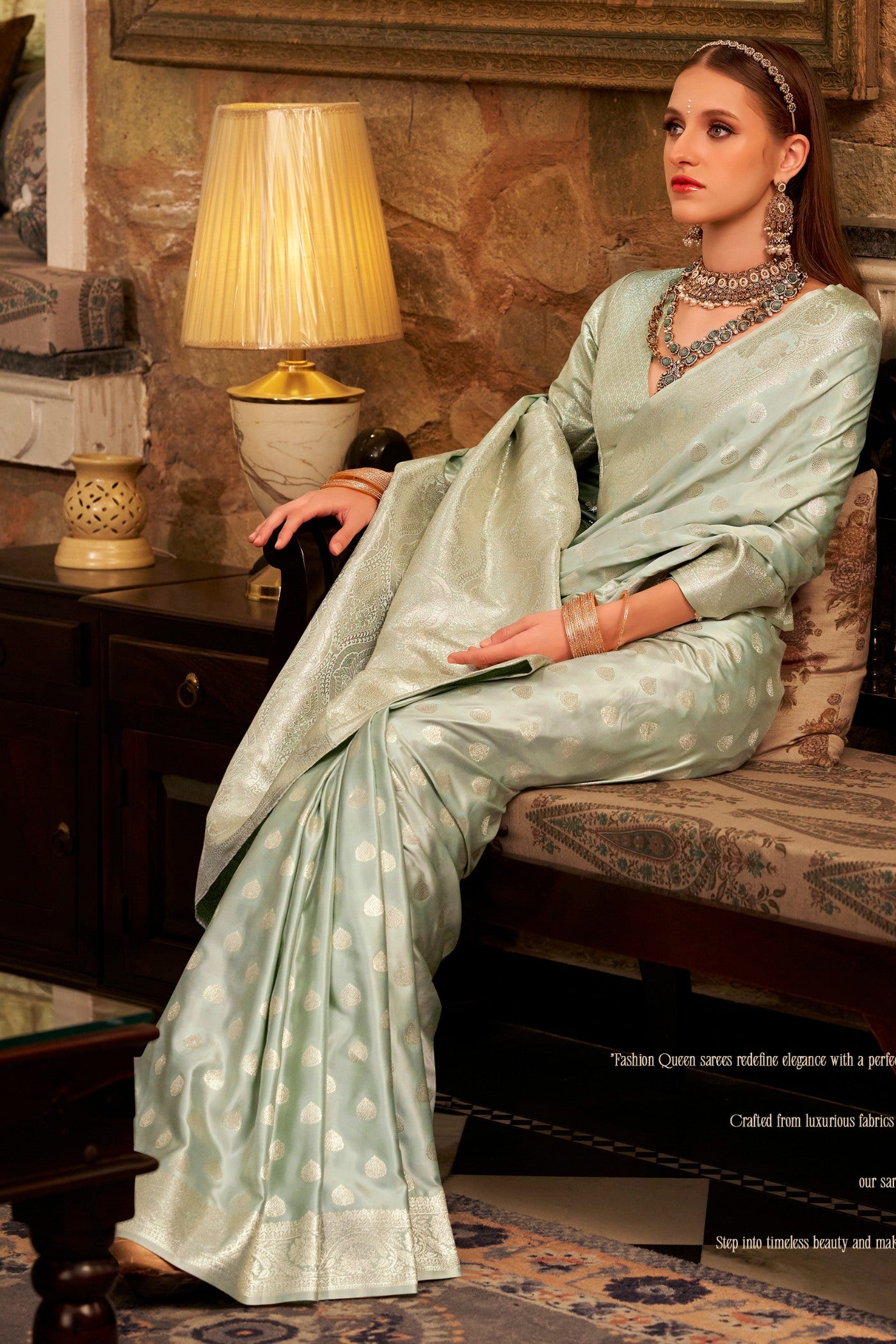 MySilkLove Brighten Green Woven Banarasi Satin Soft Silk Saree