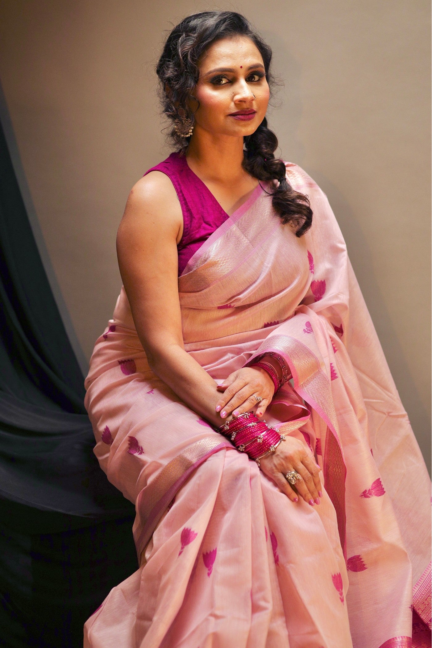 MySilkLove Amaranth Pink Woven Modal Cotton Saree