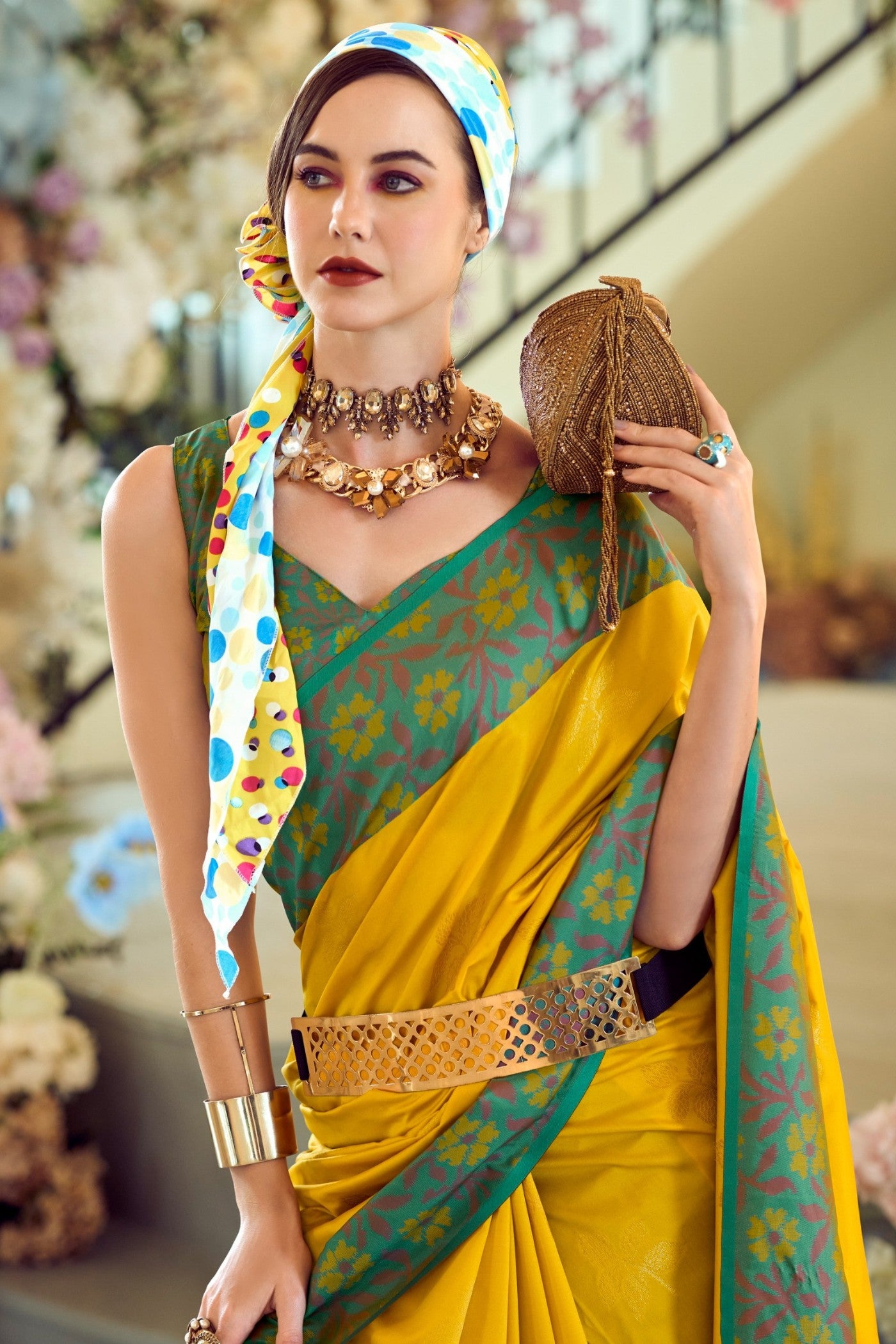 MySilkLove Buttercup Yellow Woven Banarasi Soft Silk Saree