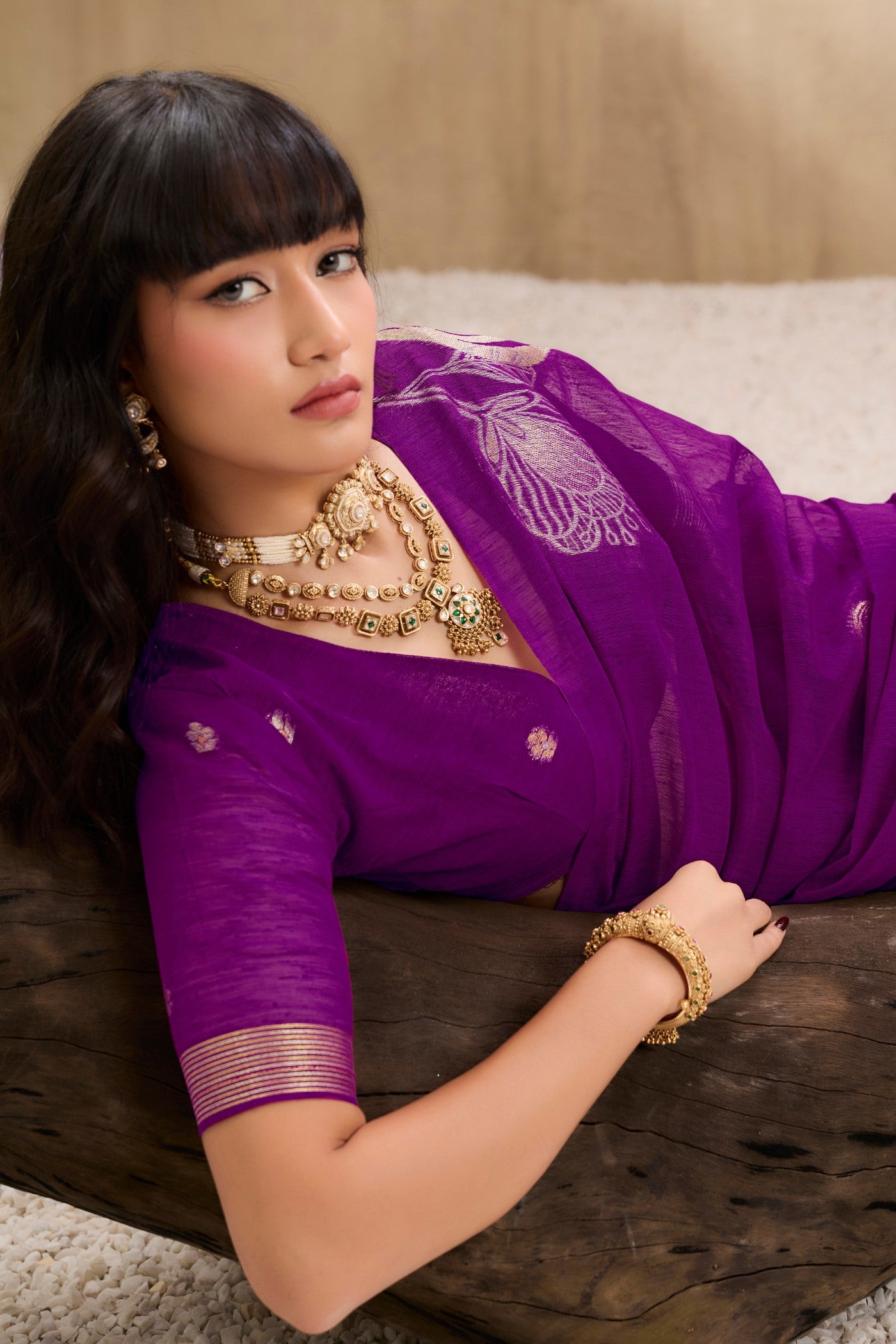 Buy MySilkLove Heliotrope Purple Munga Handloom Cotton Saree Online