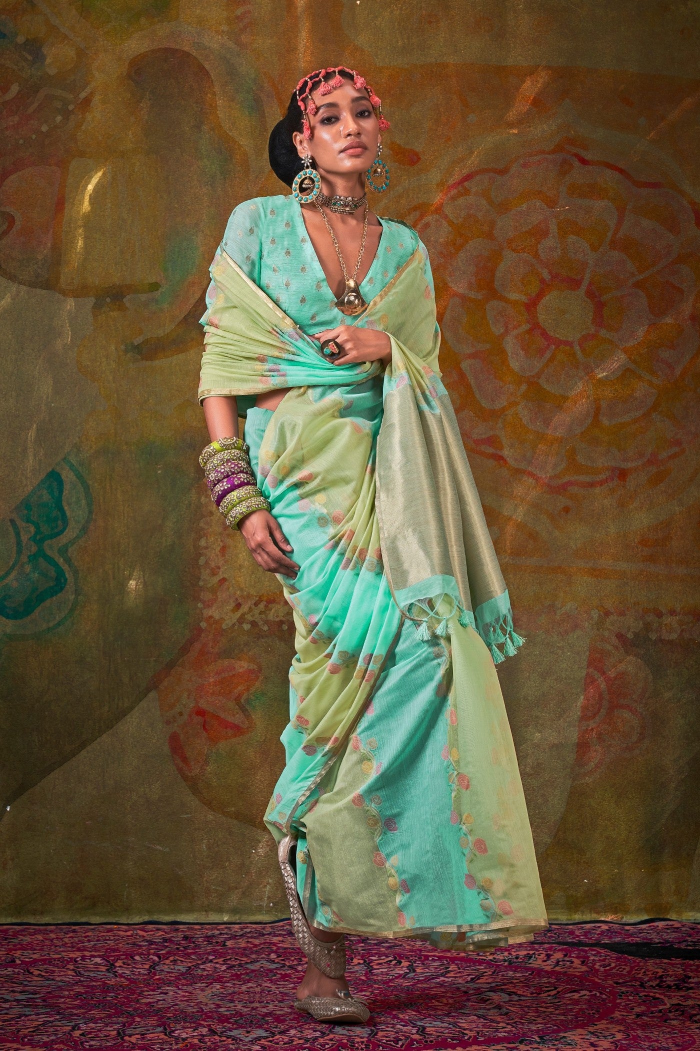 Buy MySilkLove Shamrock Green Banarasi Handloom Saree Online