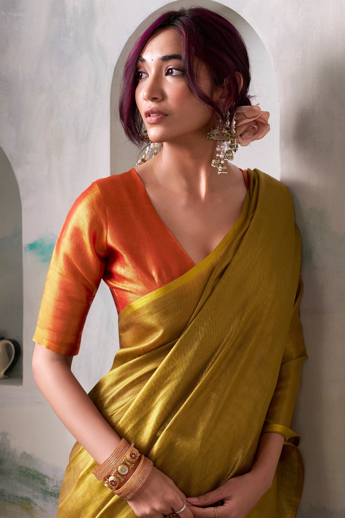 Buy MySilkLove Luxury Gold Handloom Tissue Saree Online