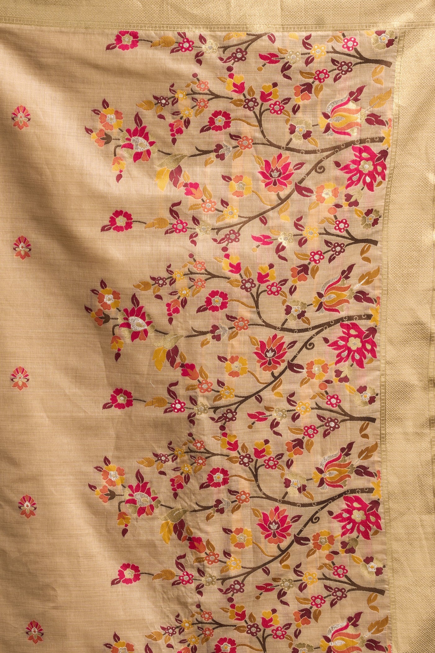 Buy MySilkLove Soft Cream Handloom Muga Cotton Saree Online