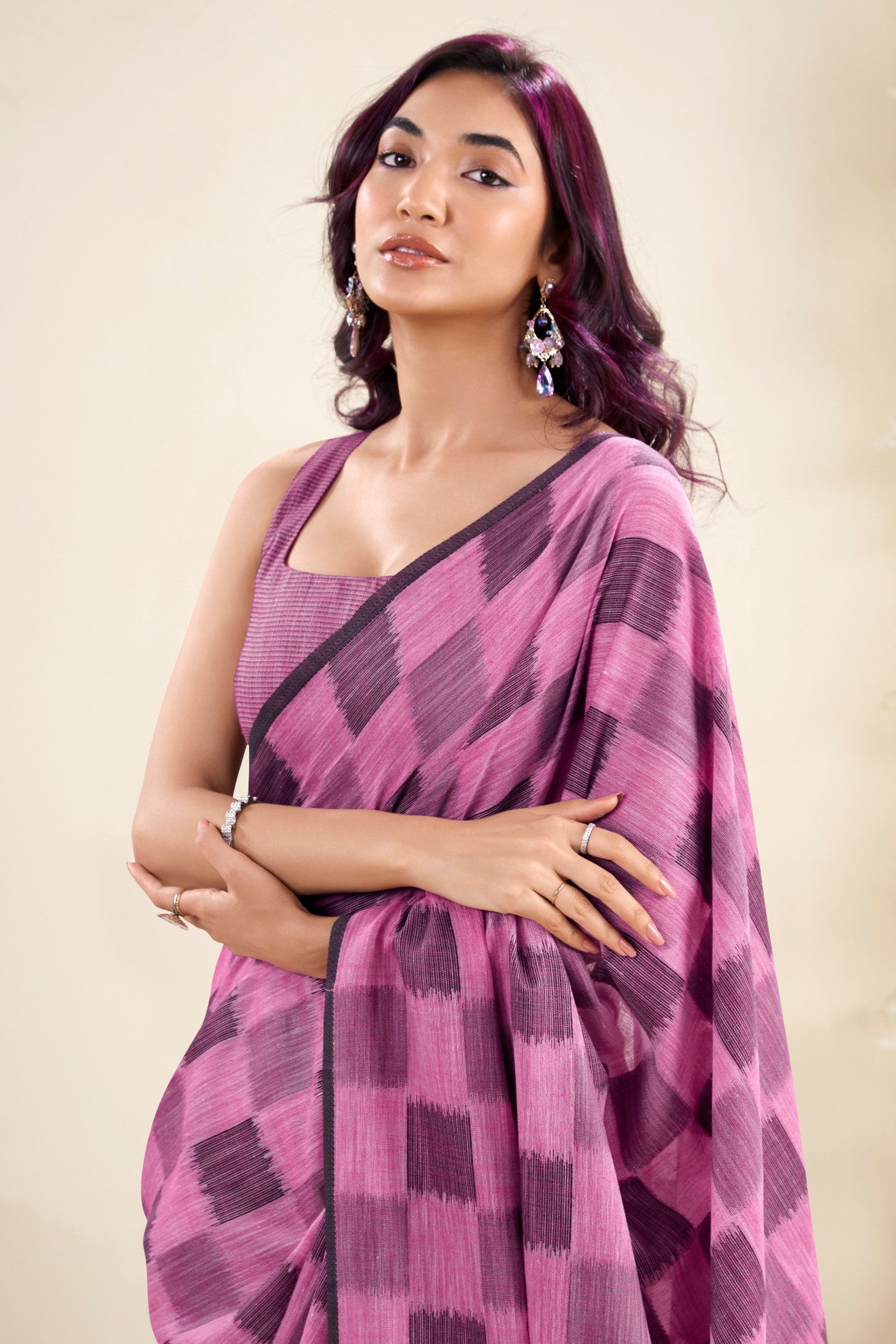 MySilkLove Jamun Purple Woven Linen Saree