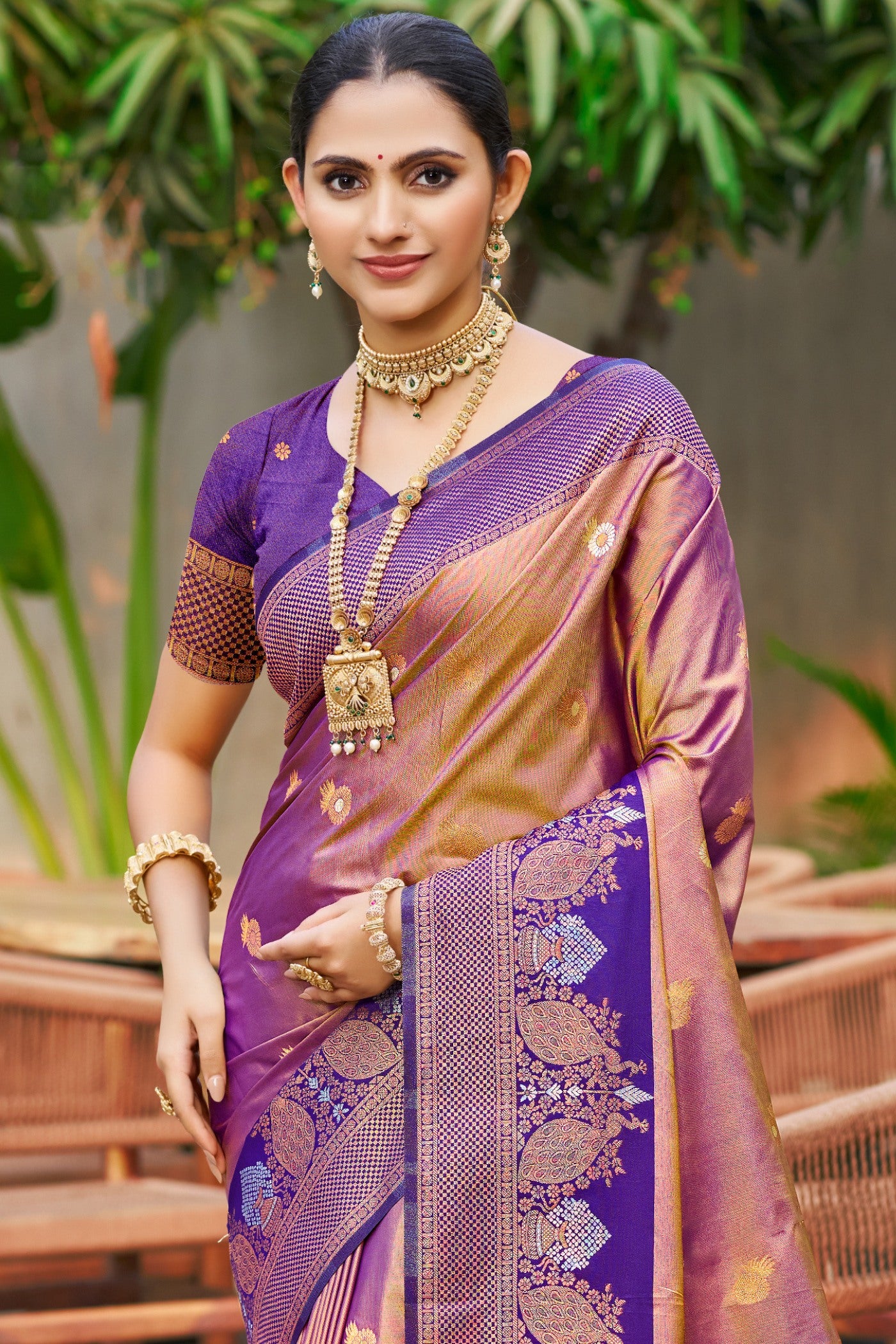 Buy MySilkLove Shine Purple Woven Banarasi Saree Online