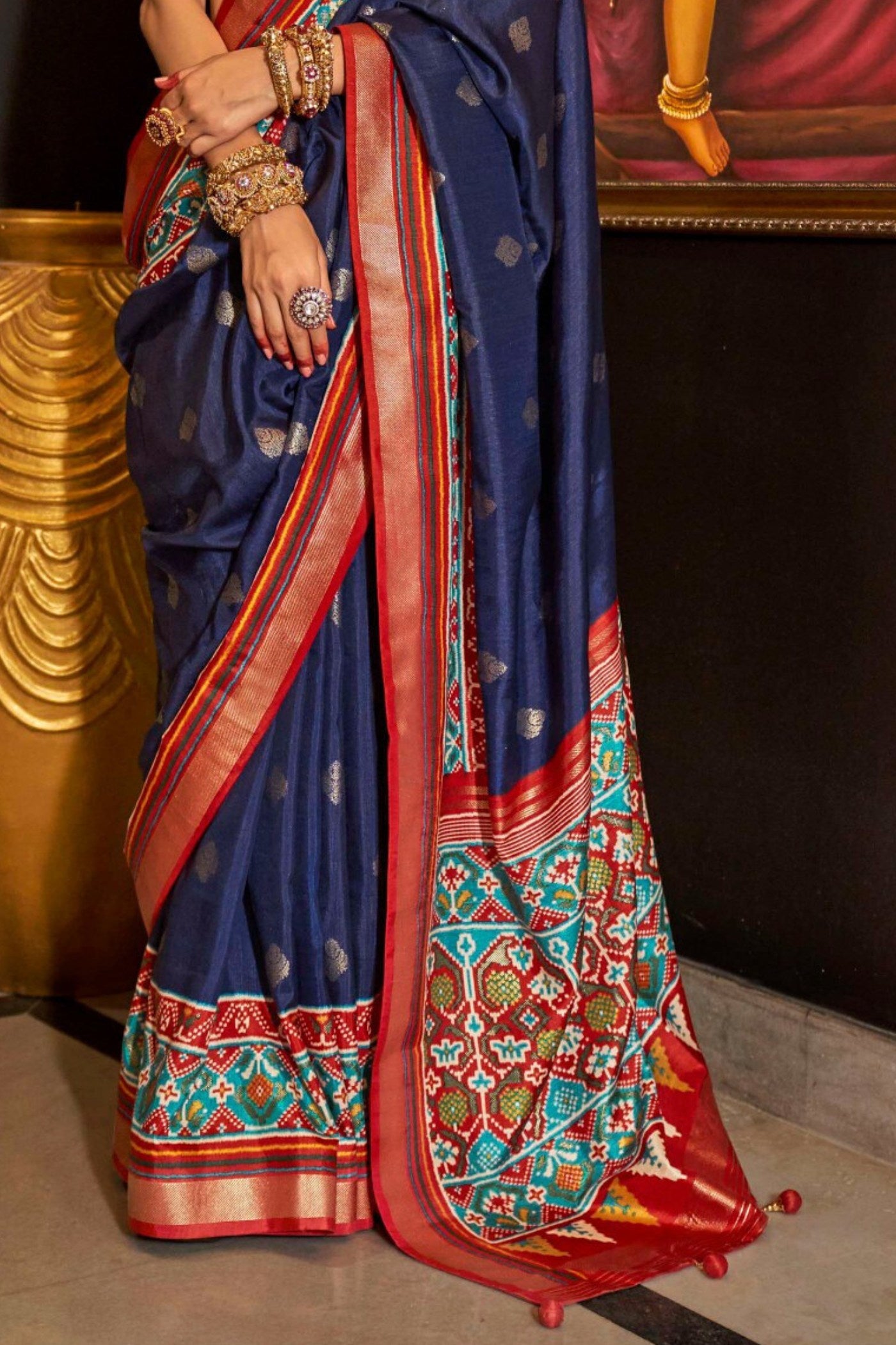 Buy MySilkLove Mirage Blue Printed Patola Saree Online