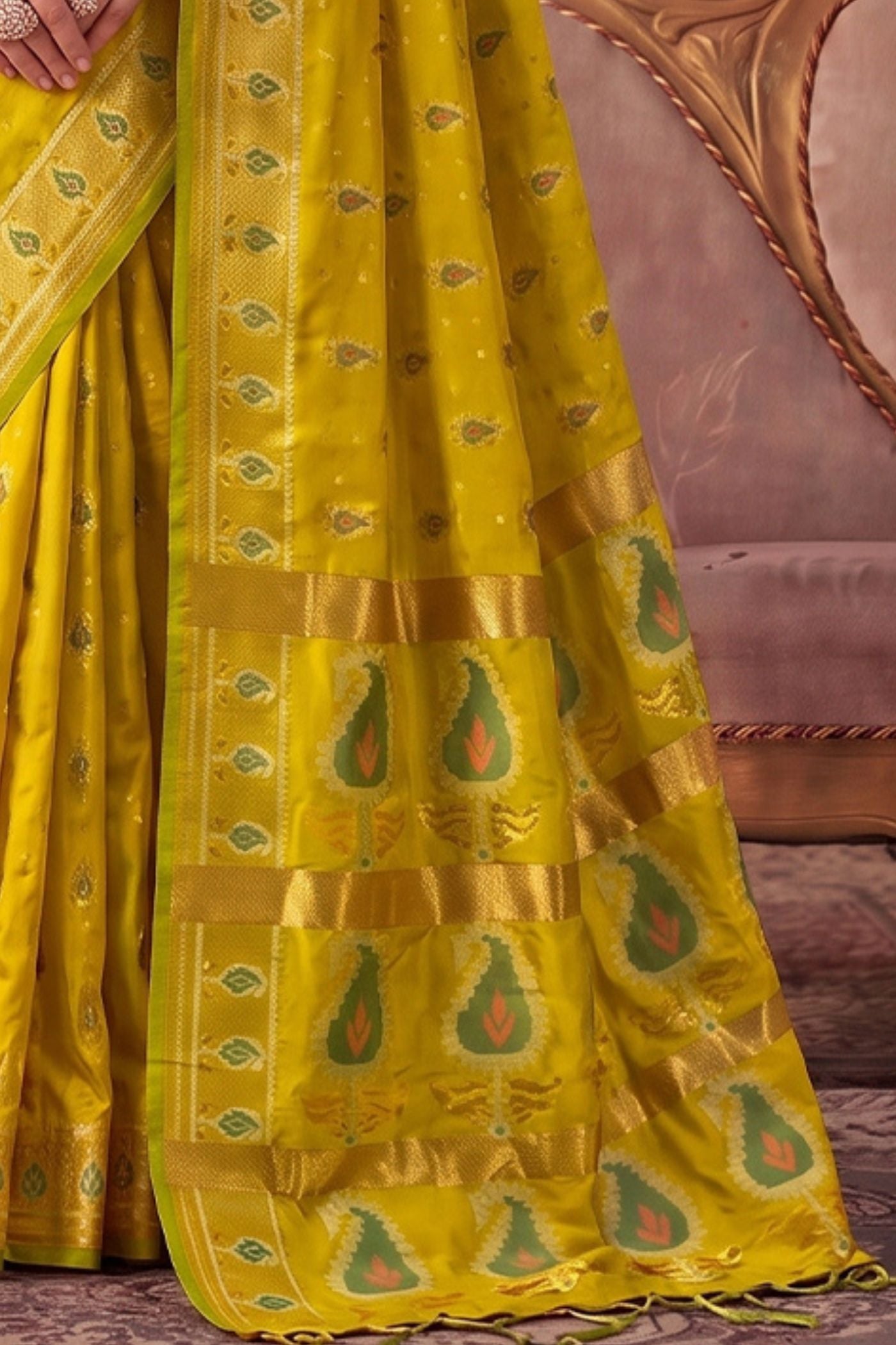 Buy MySilkLove Haldi Yellow Woven Banarasi Soft Silk Saree Online