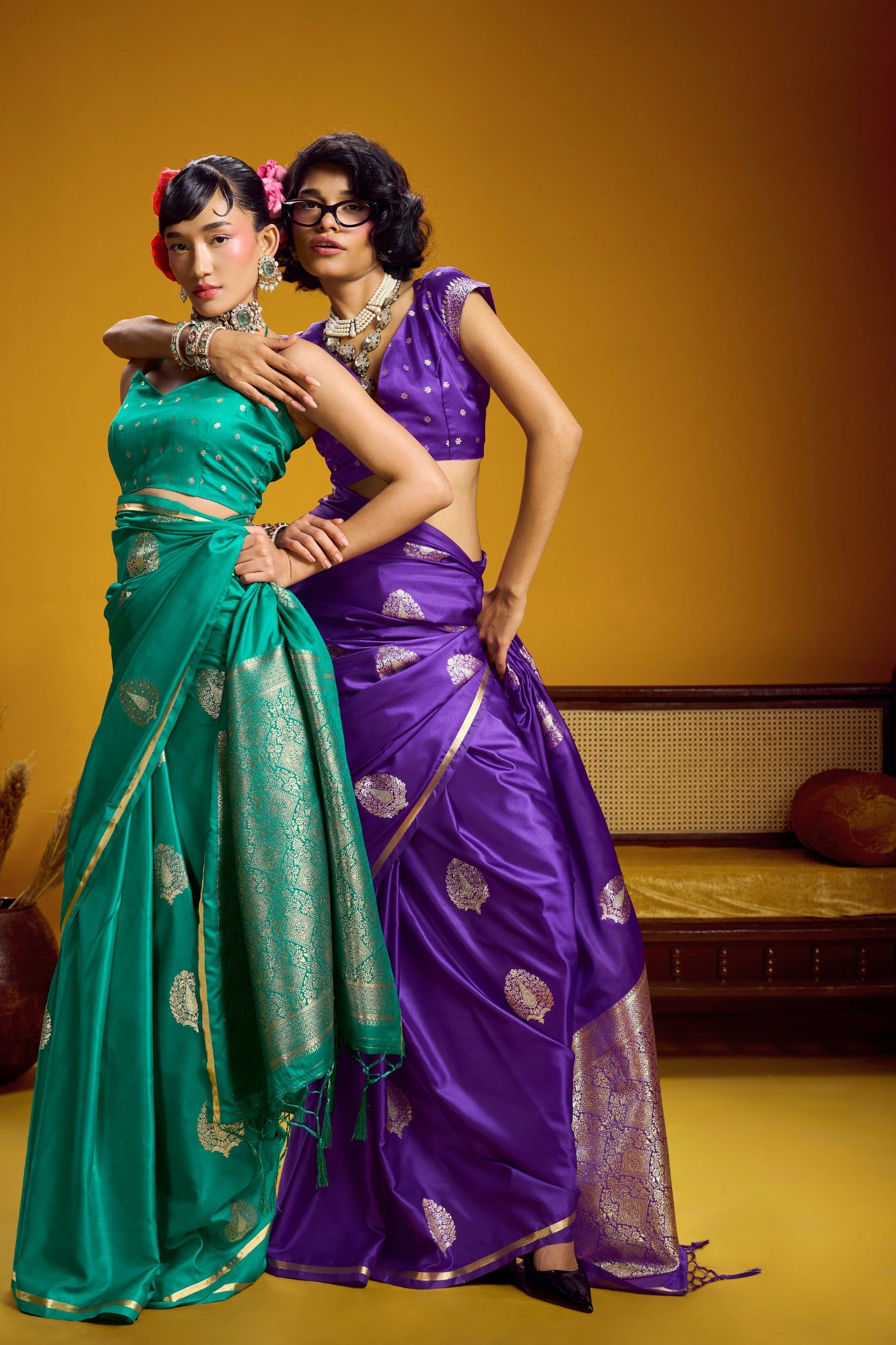 Buy MySilkLove Dark Purple Handloom Satin Silk Saree Online