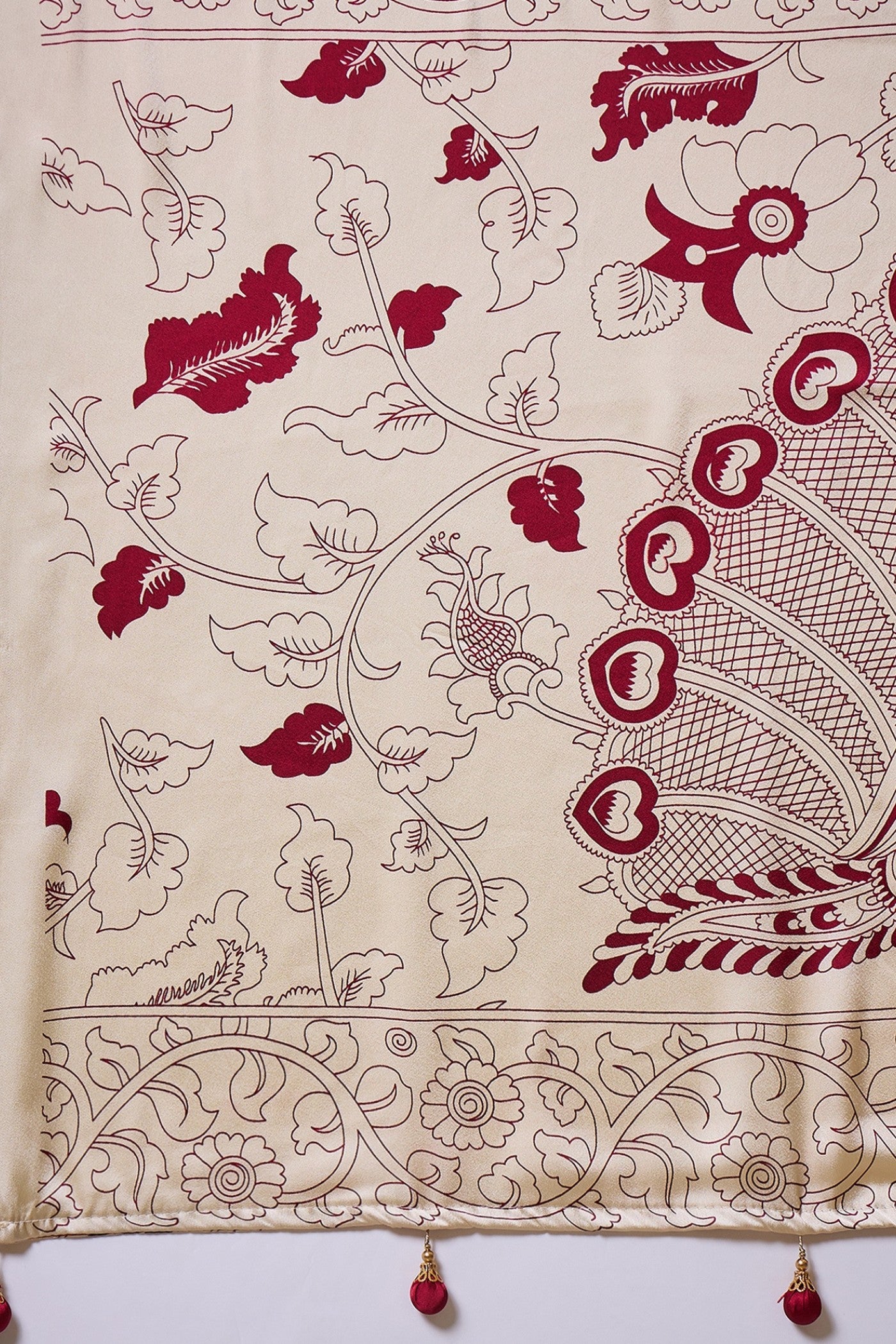 Buy MySilkLove Berry Red Ajrakh Printed Satin Crepe Silk Saree Online