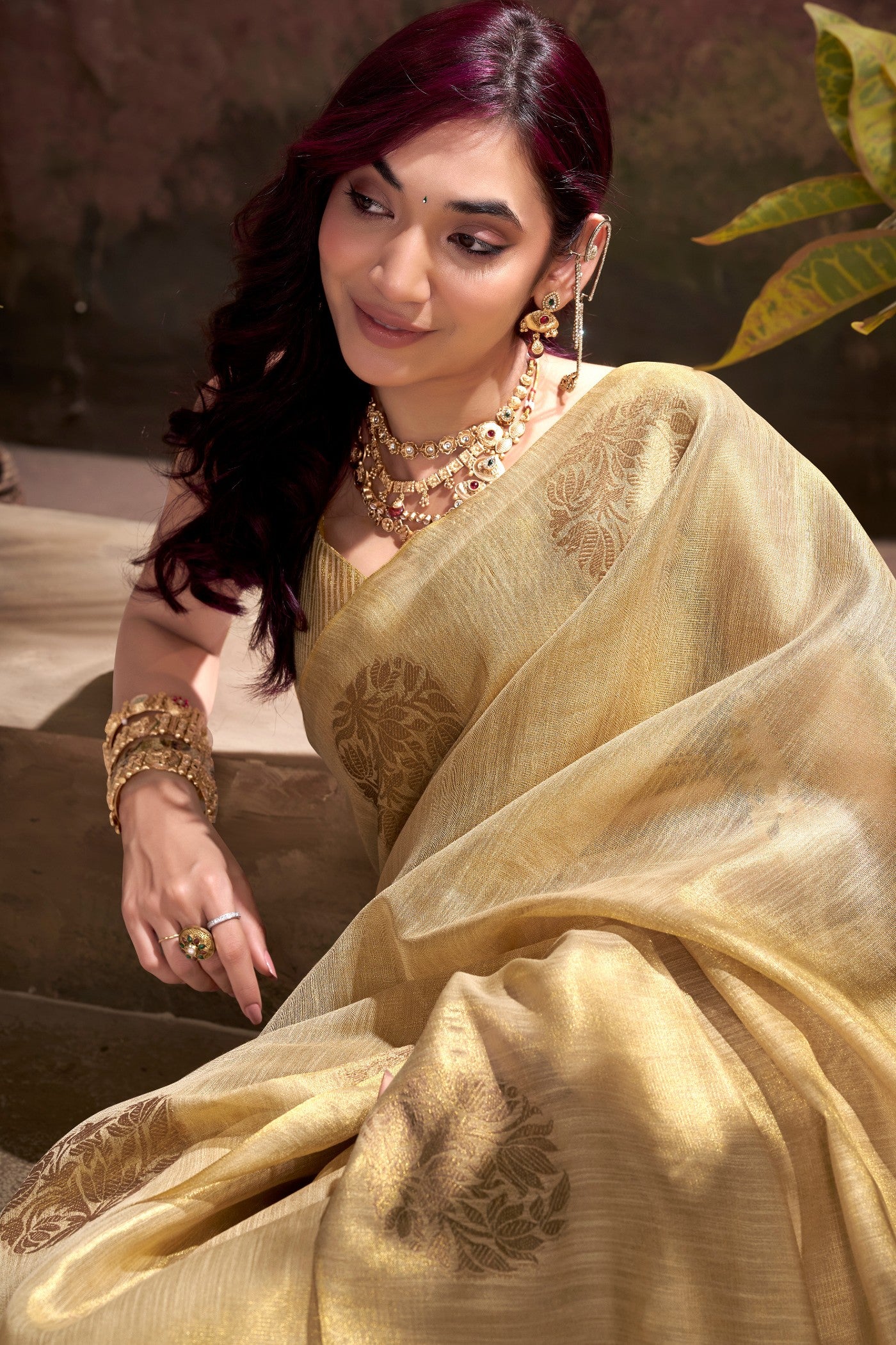 MySilkLove Windstor Cream Woven Tissue Saree
