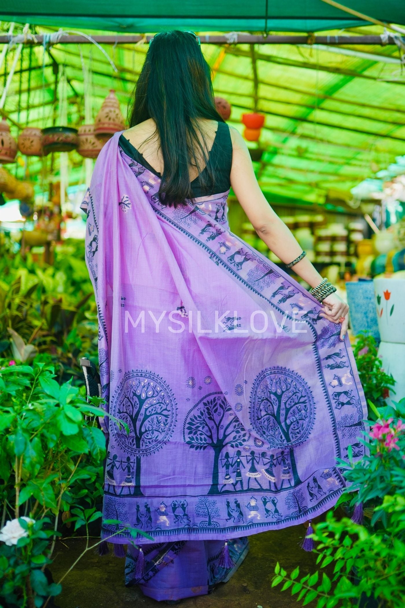 Buy MySilkLove Liseran Purple Woven Modal Cotton Saree Online