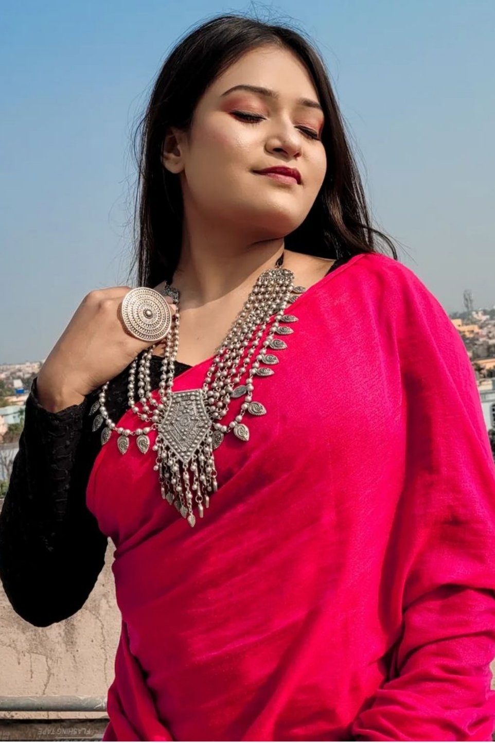 Buy MySilkLove Rani Pink Cotton Plain Saree Online