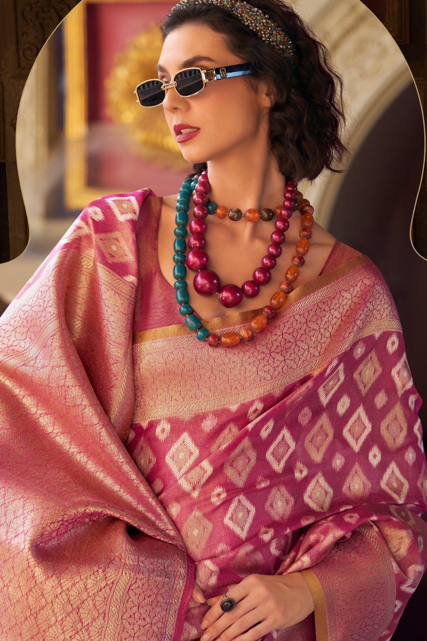 Buy MySilkLove Beauty Pink Tissue Silk Saree Online