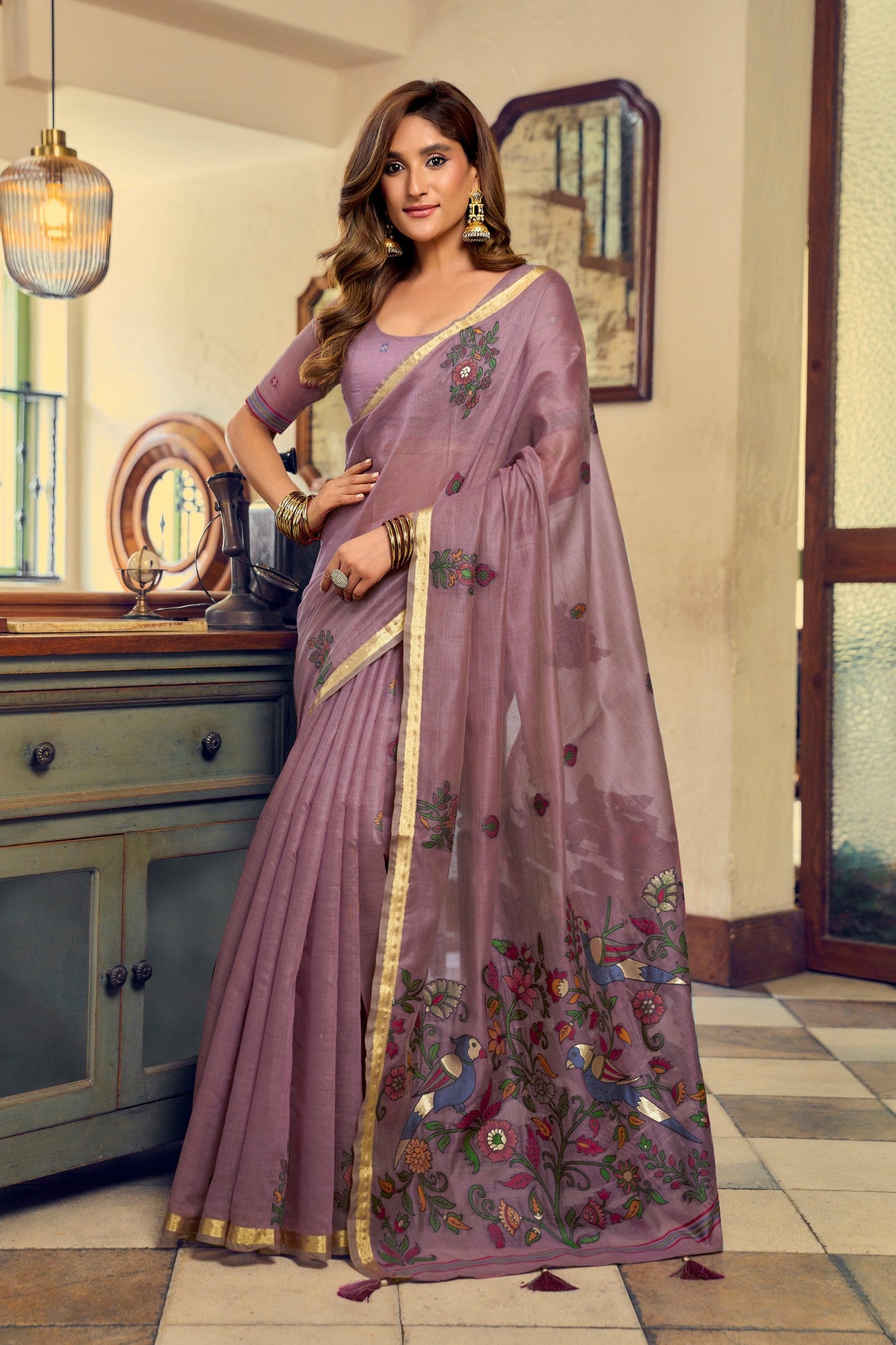 Buy MySilkLove Mauve Purple Cotton Silk Saree Online