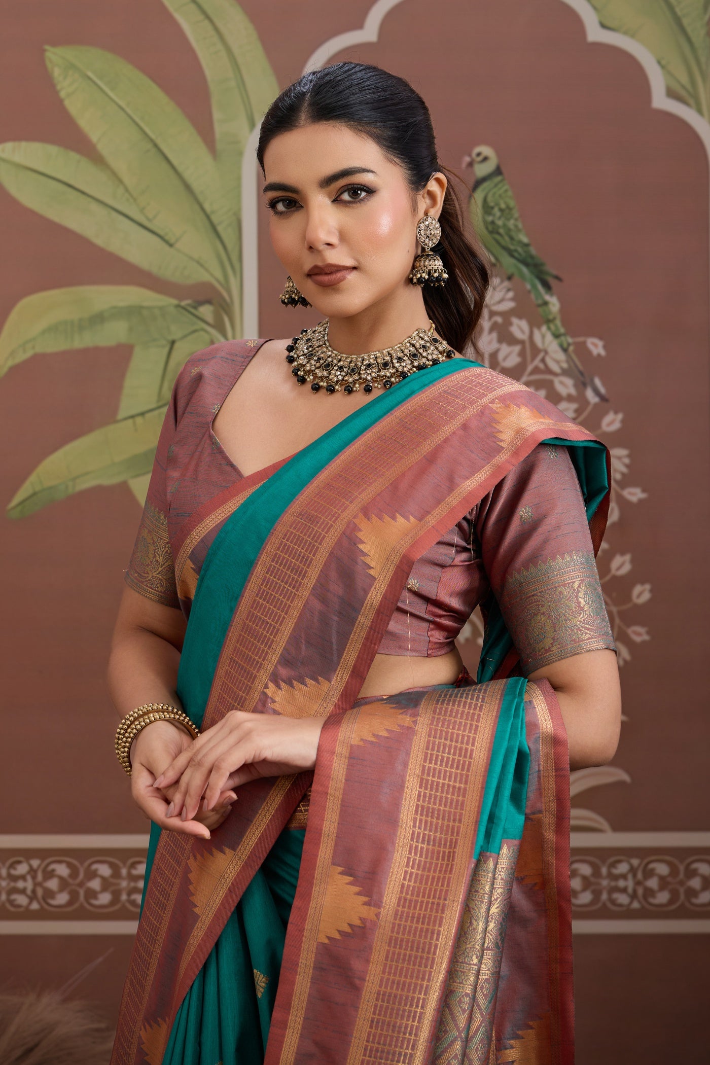 MySilkLove Winter Green Handloom Tussar Silk Saree