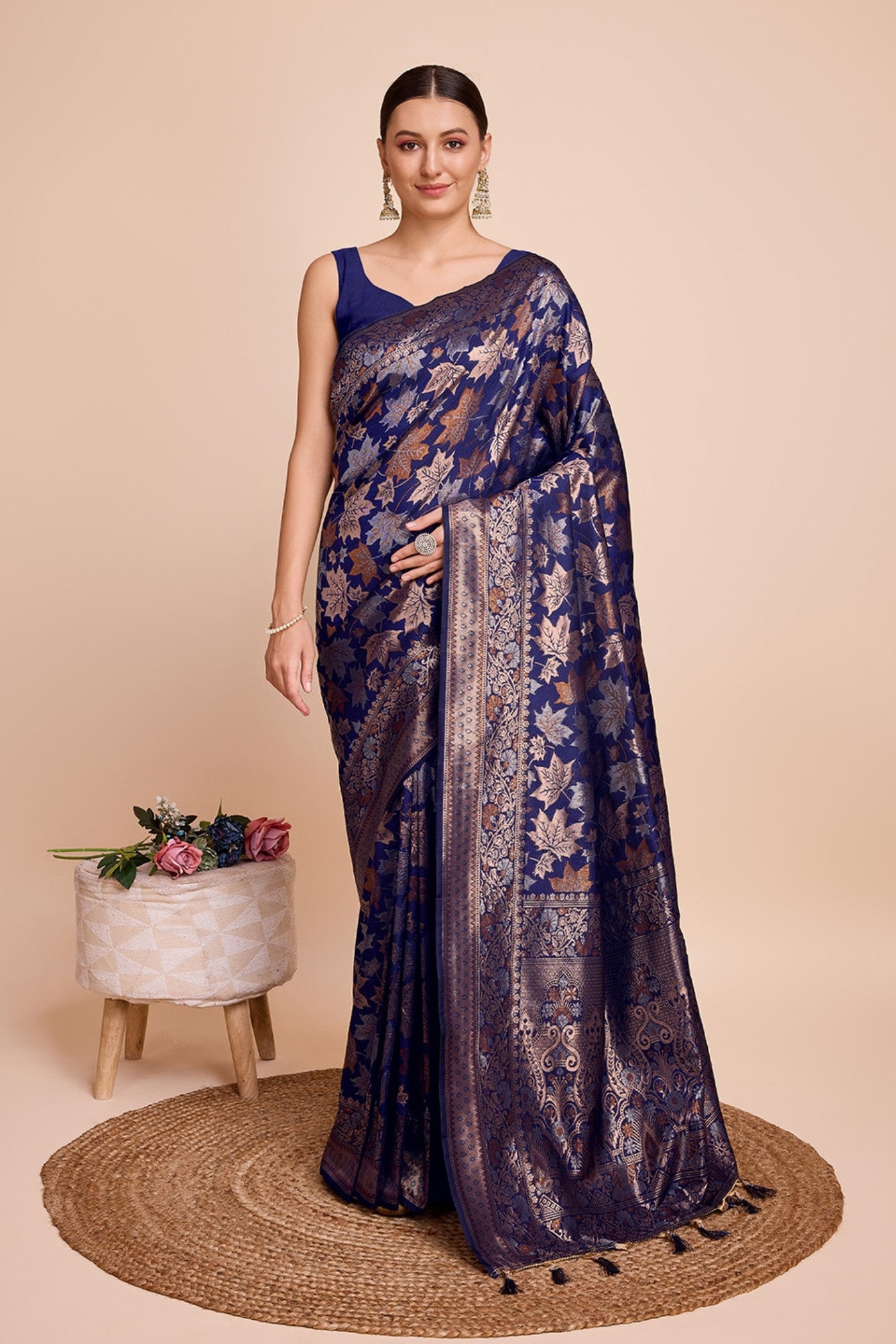 Buy MySilkLove Neon Blue Banarasi Soft Silk Saree Online