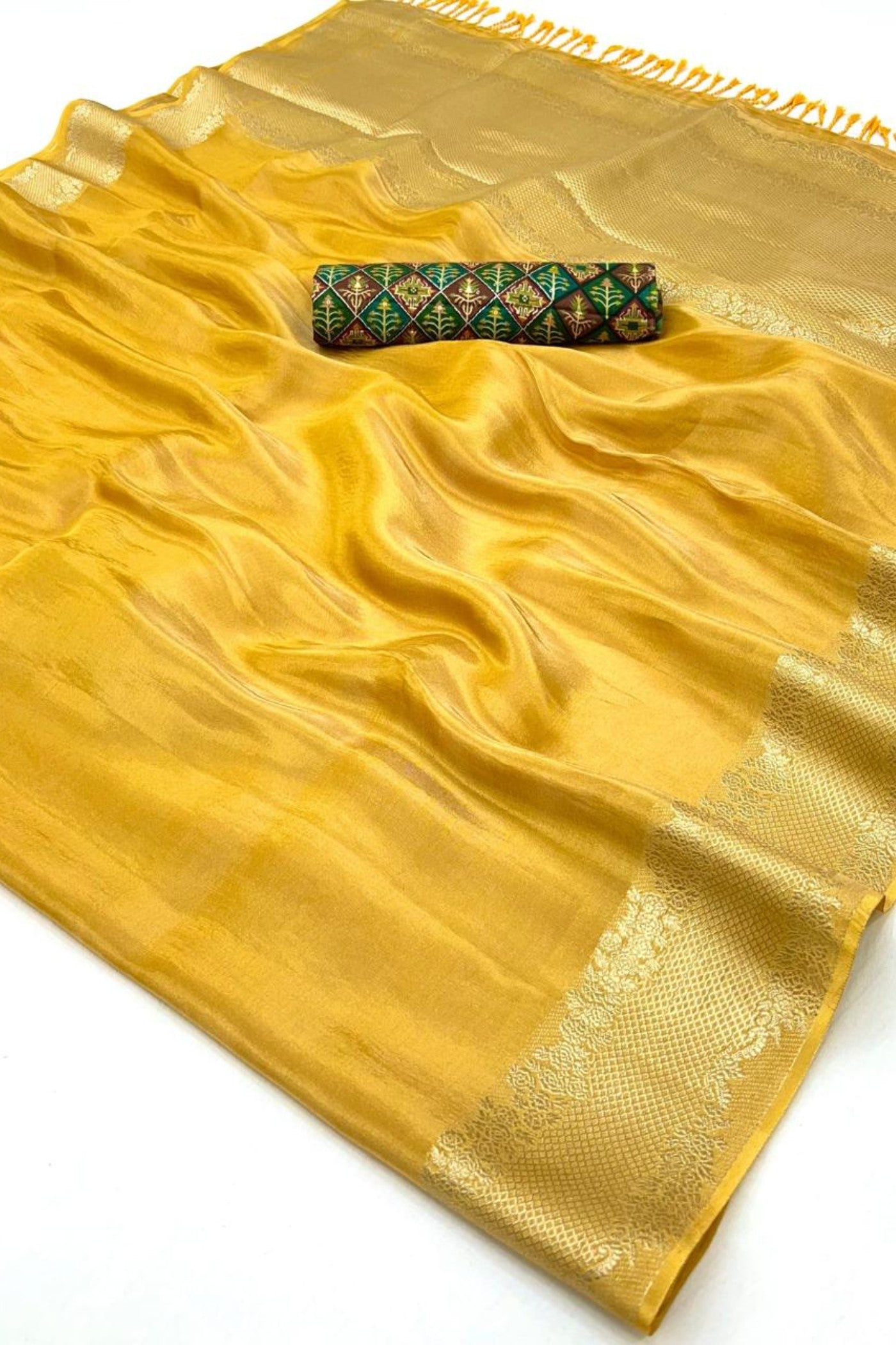 Buy MySilkLove Sunflower Yellow Tissue Silk Saree Online