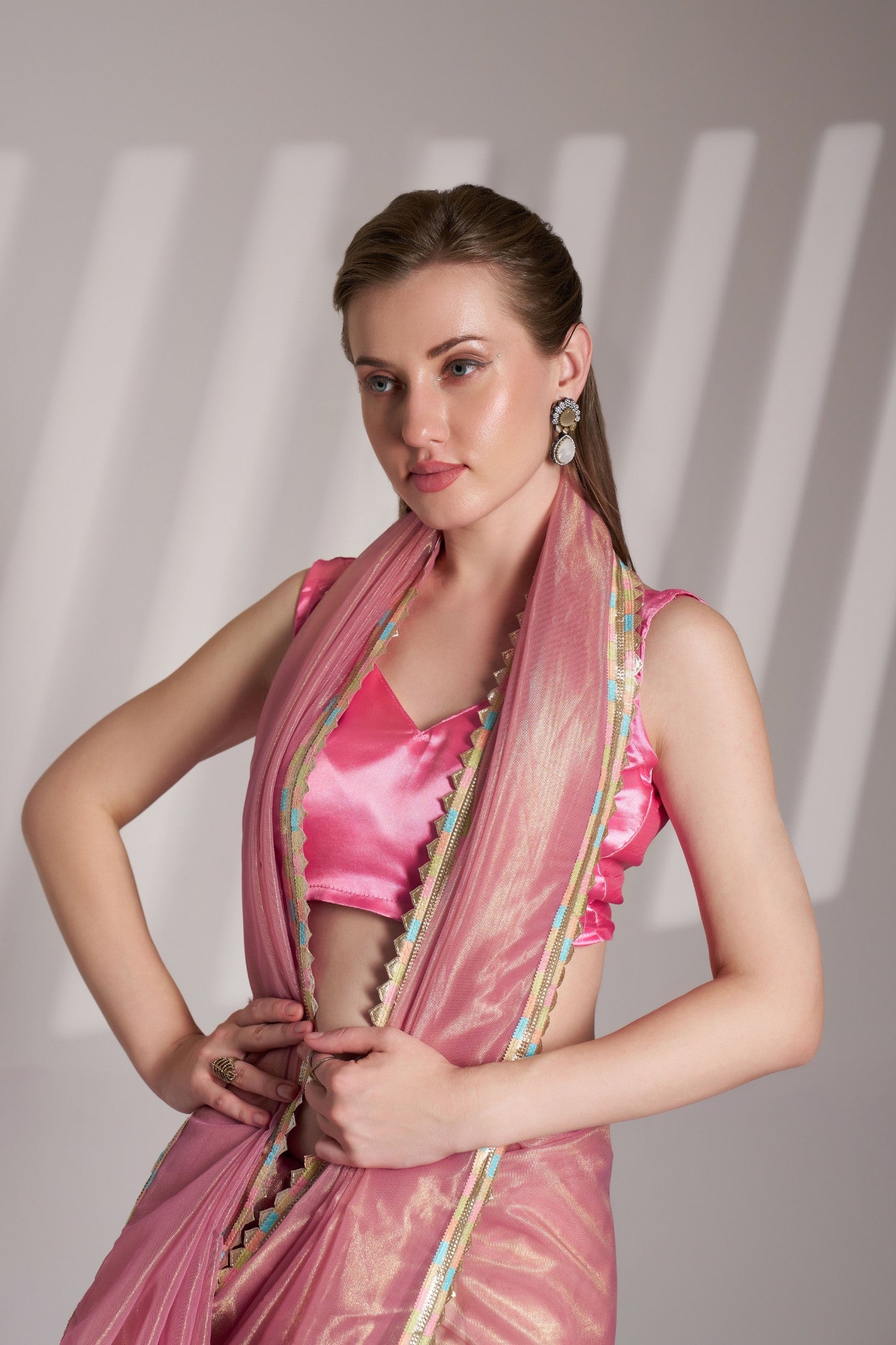 MySilkLove Tulip Pink Partywear Net saree