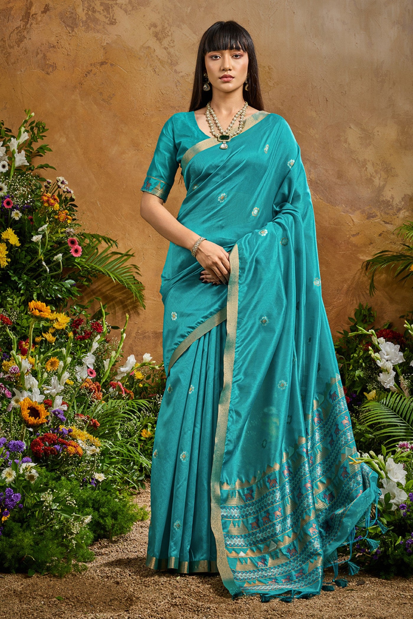 Buy MySilkLove Winter Blue Tussar Handloom Silk Saree Online